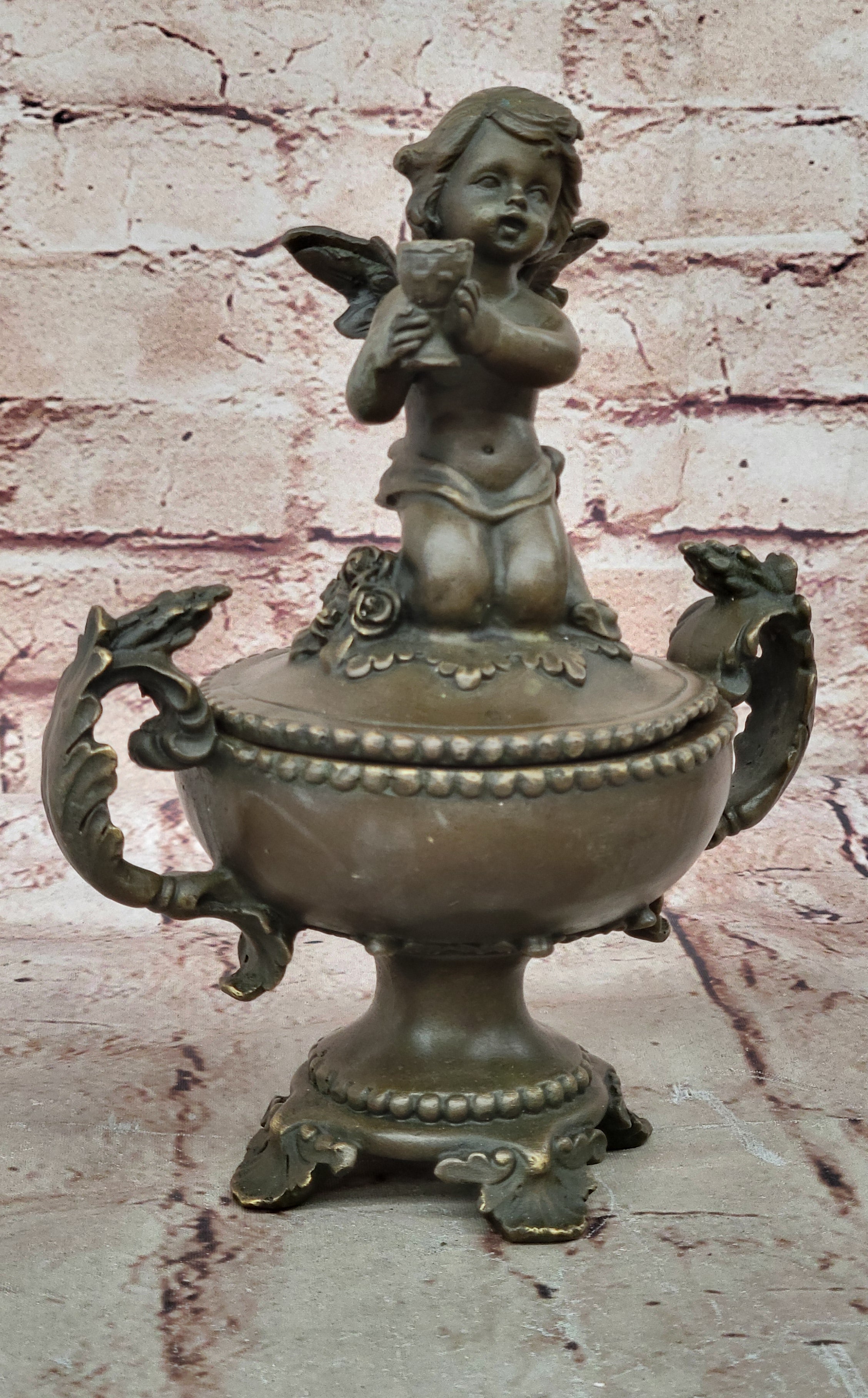 Bronze Statue Trinket Jewel Box Art Nouveau Home Office Decoration Decor Sale