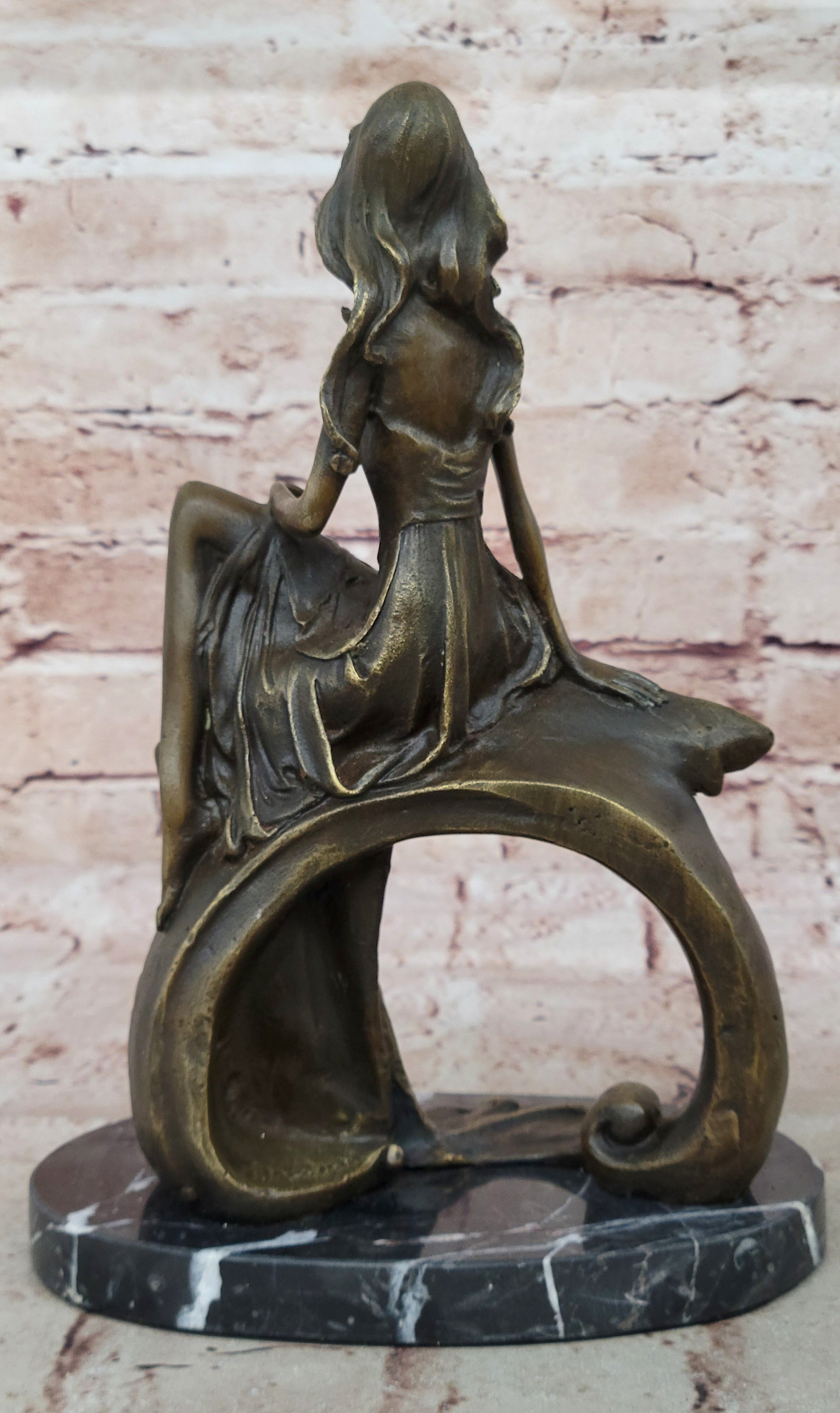 Art Deco Sculpture Nude Girl Woman Naked Goddess Bronze Statue Figurine