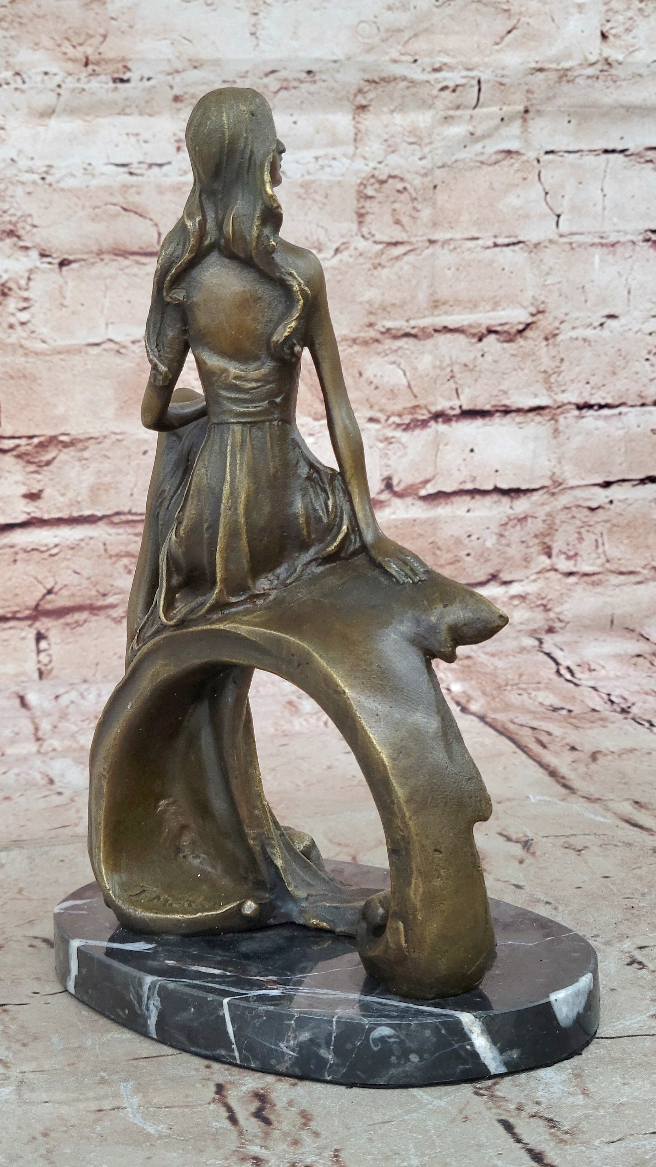 Art Deco Sculpture Nude Girl Woman Naked Goddess Bronze Statue Figurine