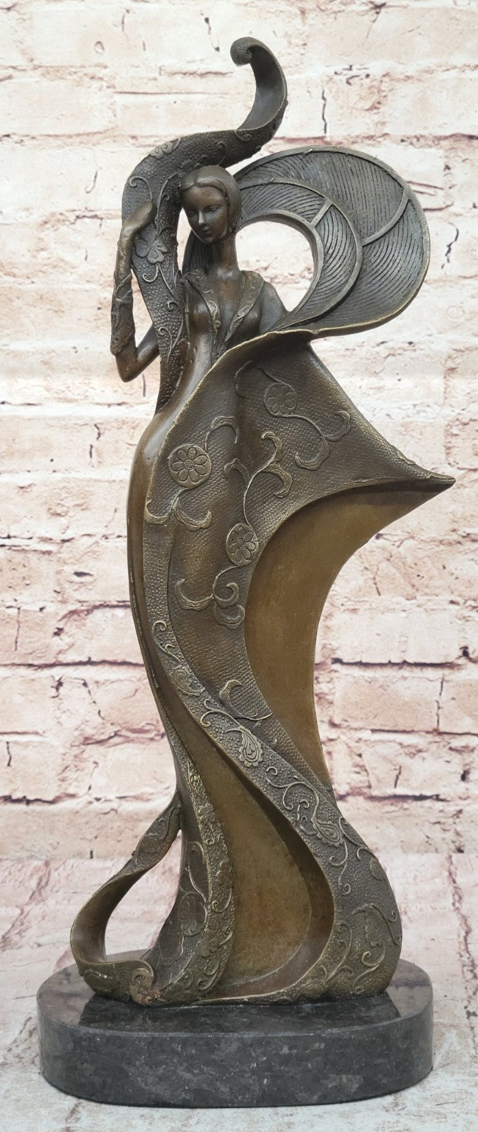 Art Nouveau Signed Kassin Fashion Dancer Designer Bronze Sculpture Decoration