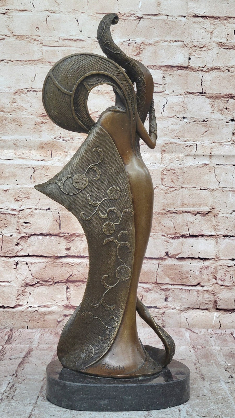 Art Nouveau Signed Kassin Fashion Dancer Designer Bronze Sculpture Decoration