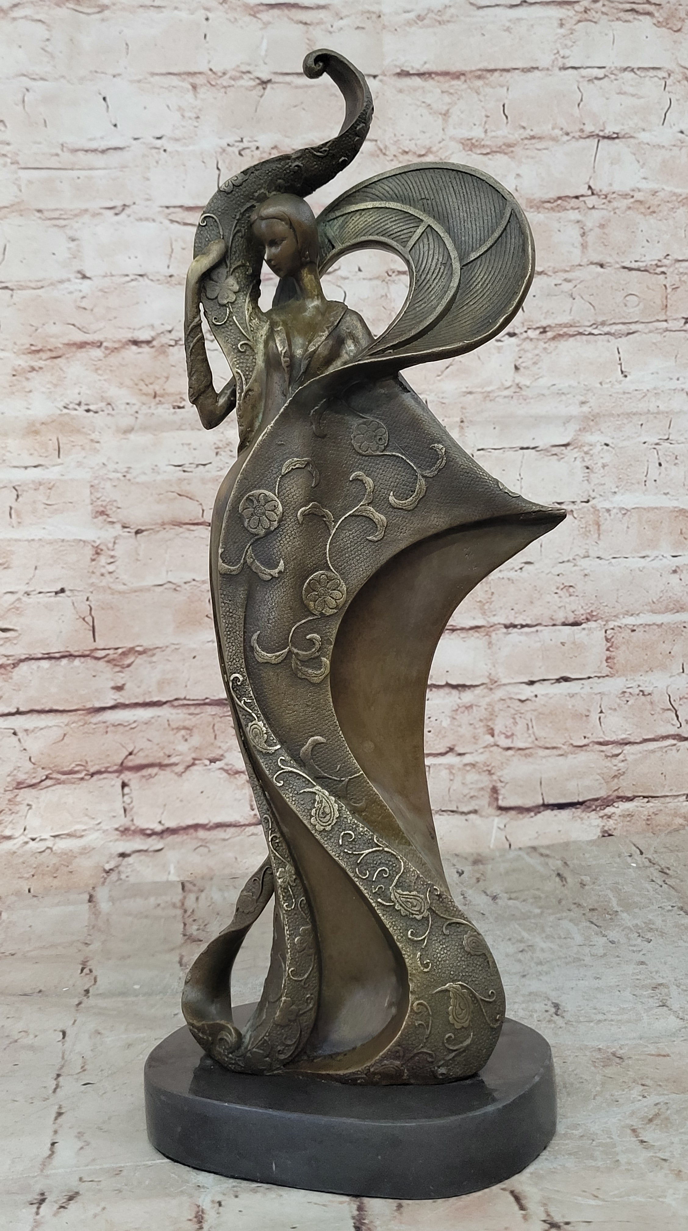 Art Nouveau Signed Kassin Fashion Dancer Designer Bronze Sculpture Decoration