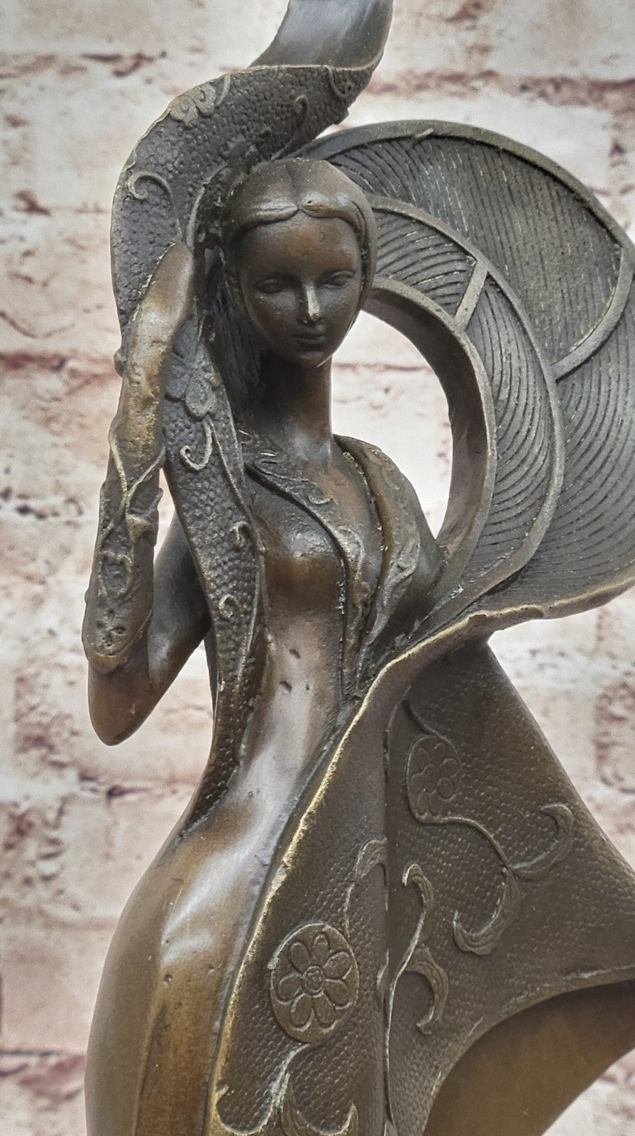 Art Nouveau Signed Kassin Fashion Dancer Designer Bronze Sculpture Decoration