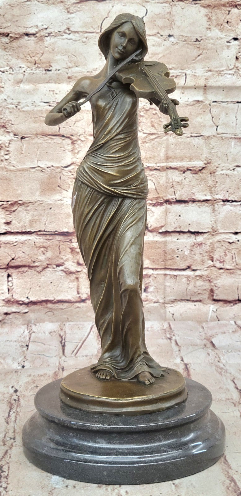 Bronze Sculpture Female Classic Violin Player Musician Music Lost Wax Statue