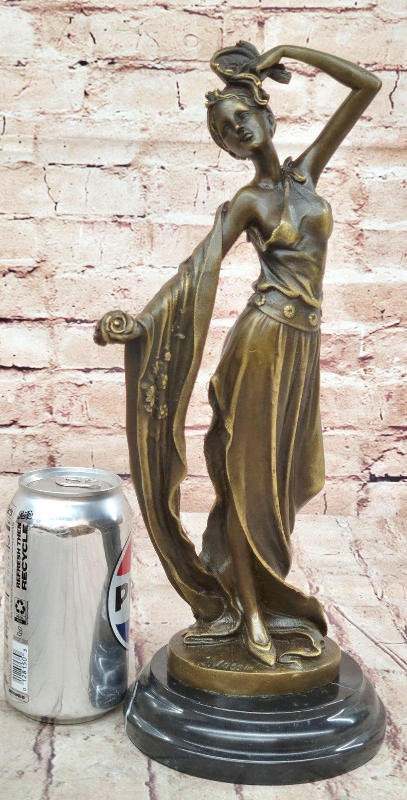 Handcrafted Erte Tribute Hot Cast Art Deco Bronze Sculpture Marble Base Figurine