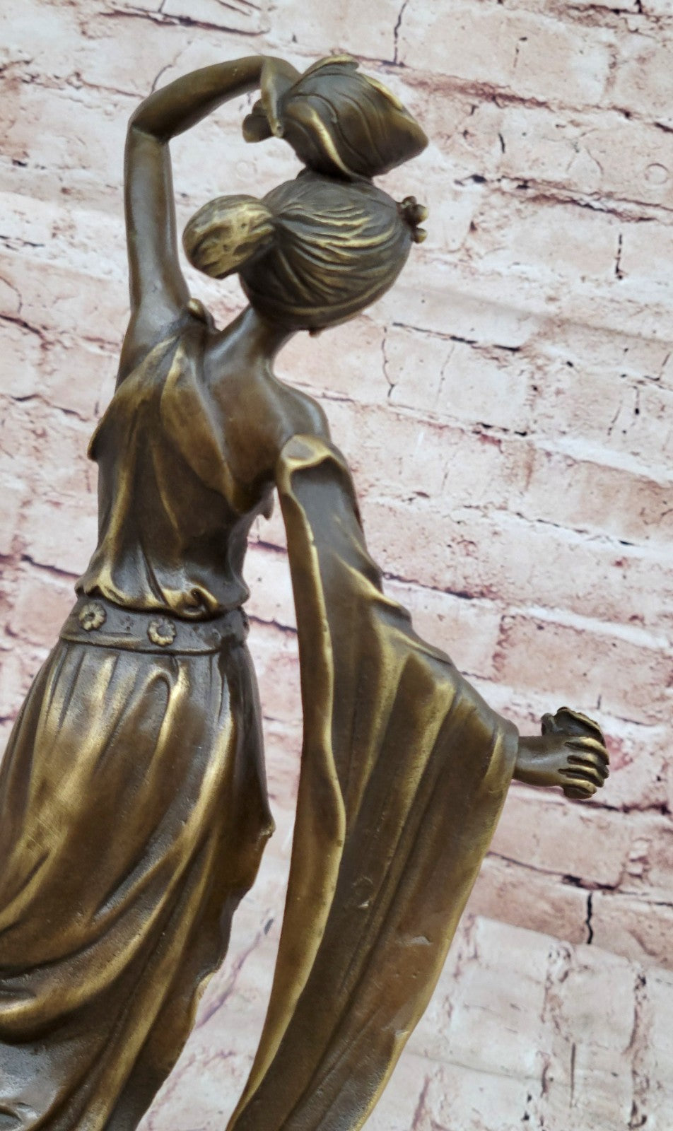 Handcrafted Erte Tribute Hot Cast Art Deco Bronze Sculpture Marble Base Figurine