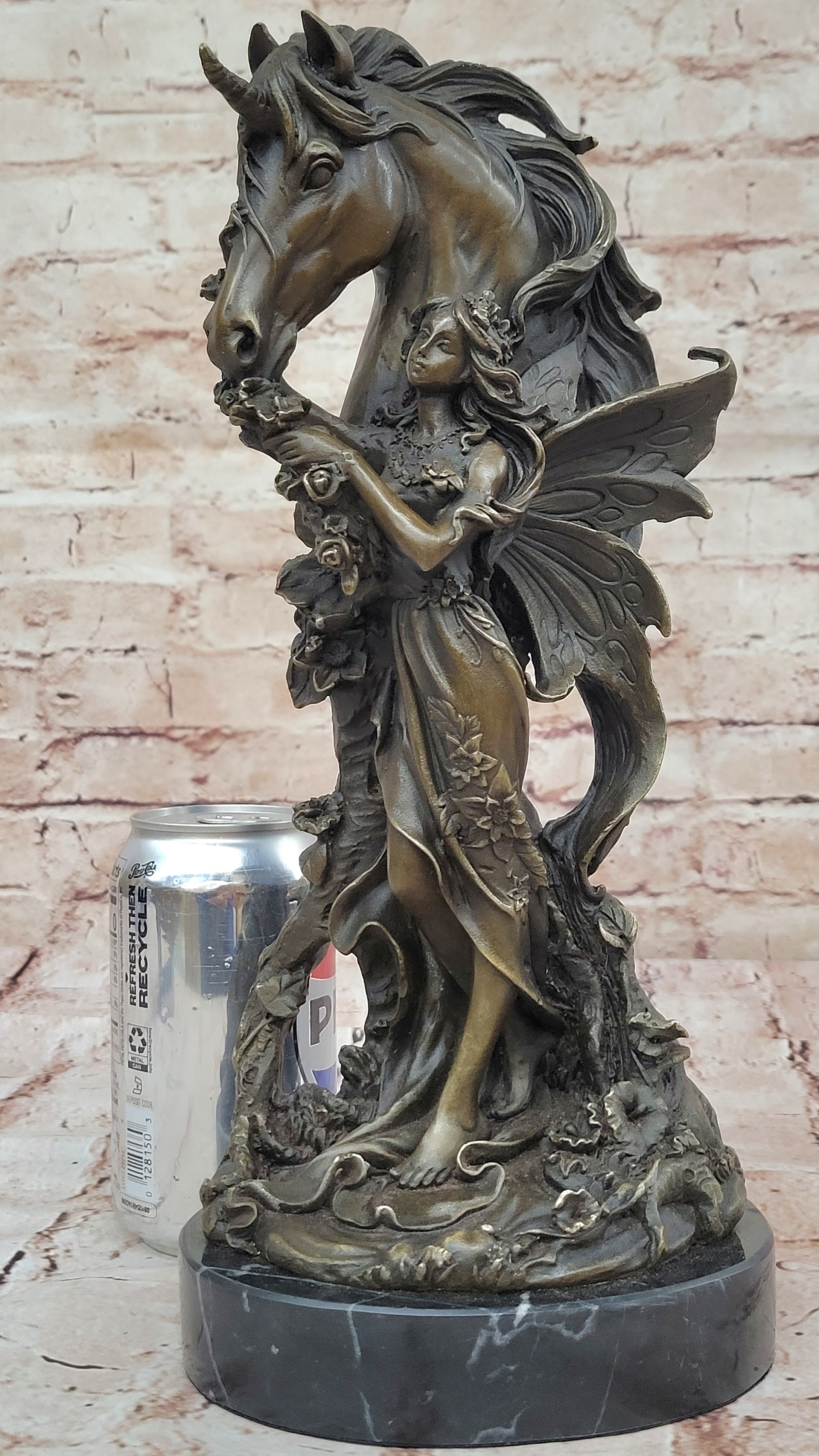 Sexy Fairy with Horse Bronze Sculpture Female Celestial Figure Gift Craft Orname