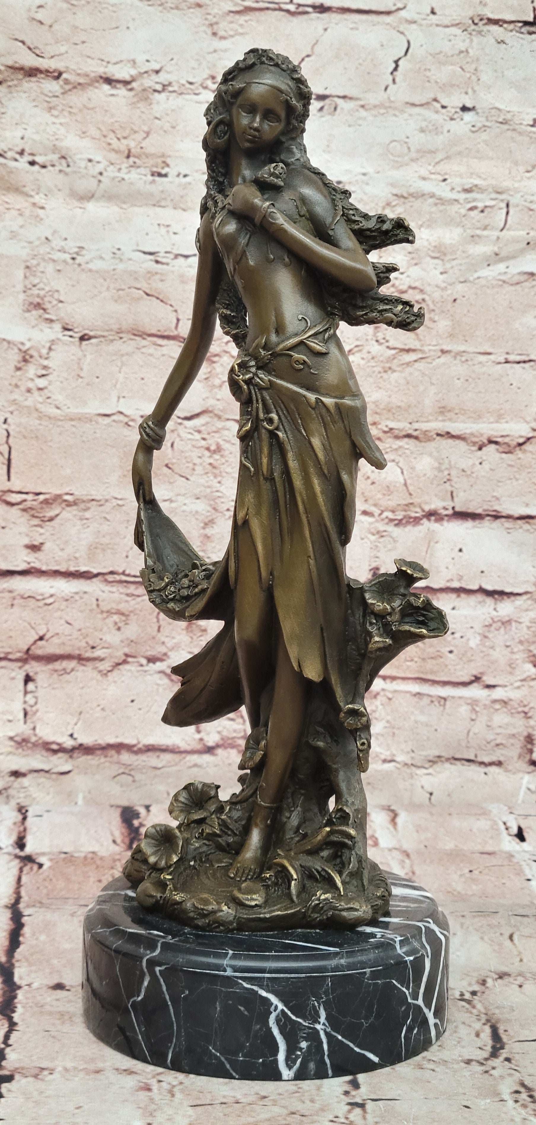 Girl With Angelic Face Bronze Figurine Signed Kassin Art Nouveau Sculpture Gift