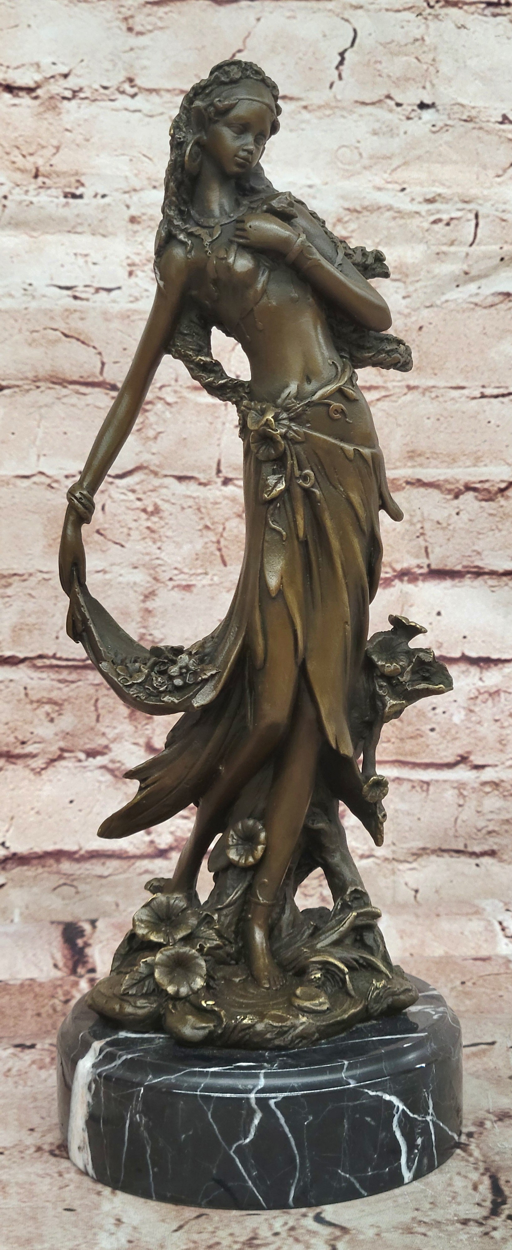 Girl With Angelic Face Bronze Figurine Signed Kassin Art Nouveau Sculpture Gift