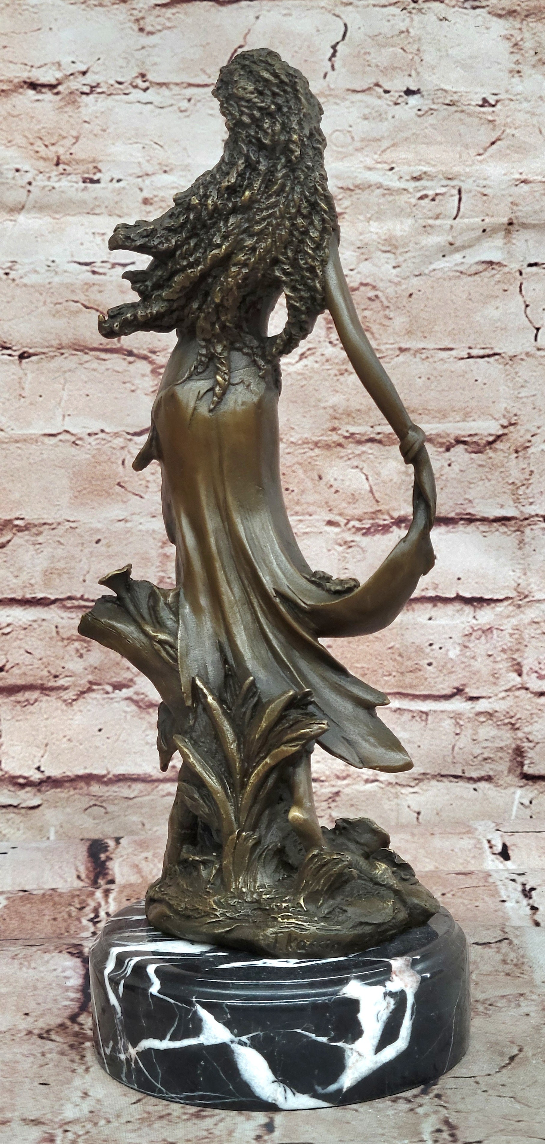 Girl With Angelic Face Bronze Figurine Signed Kassin Art Nouveau Sculpture Gift