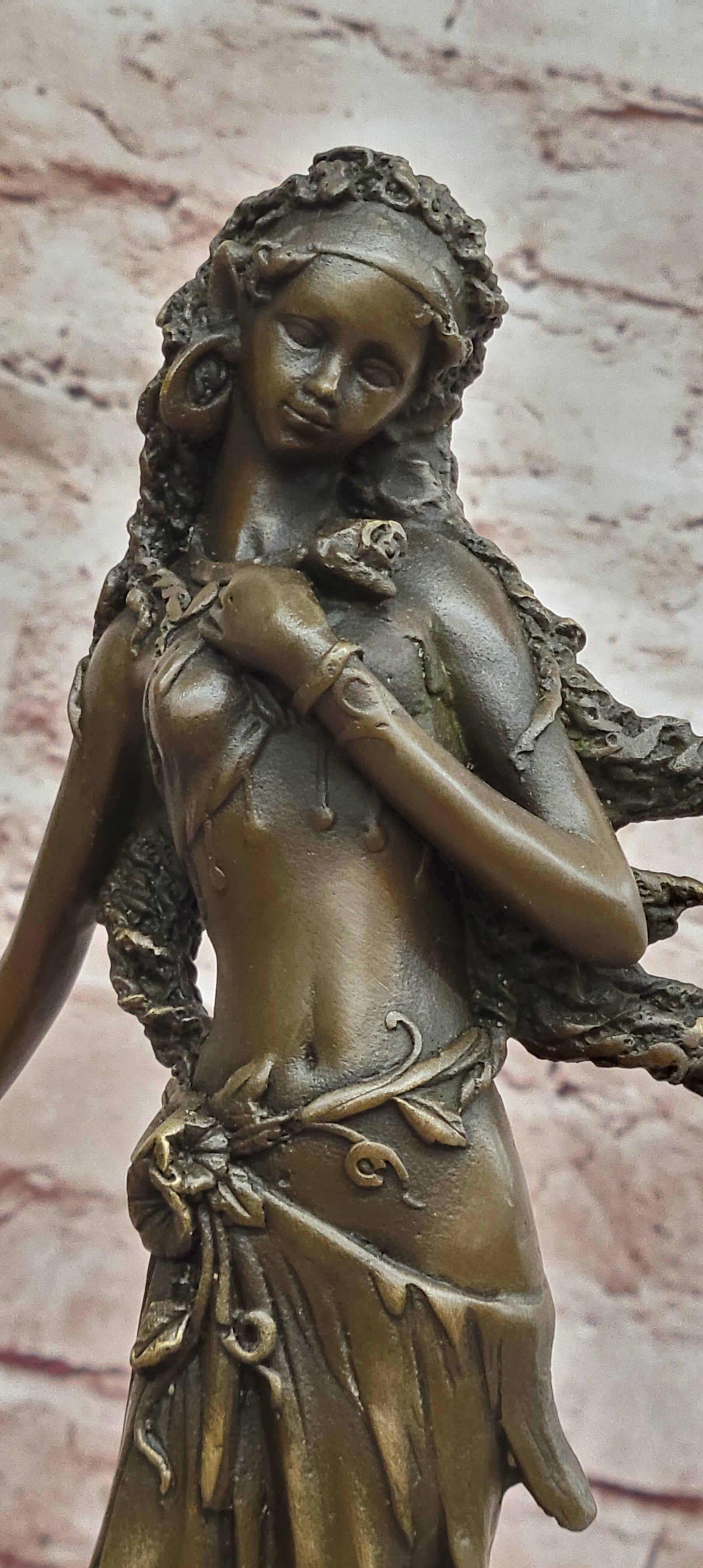 Girl With Angelic Face Bronze Figurine Signed Kassin Art Nouveau Sculpture Gift