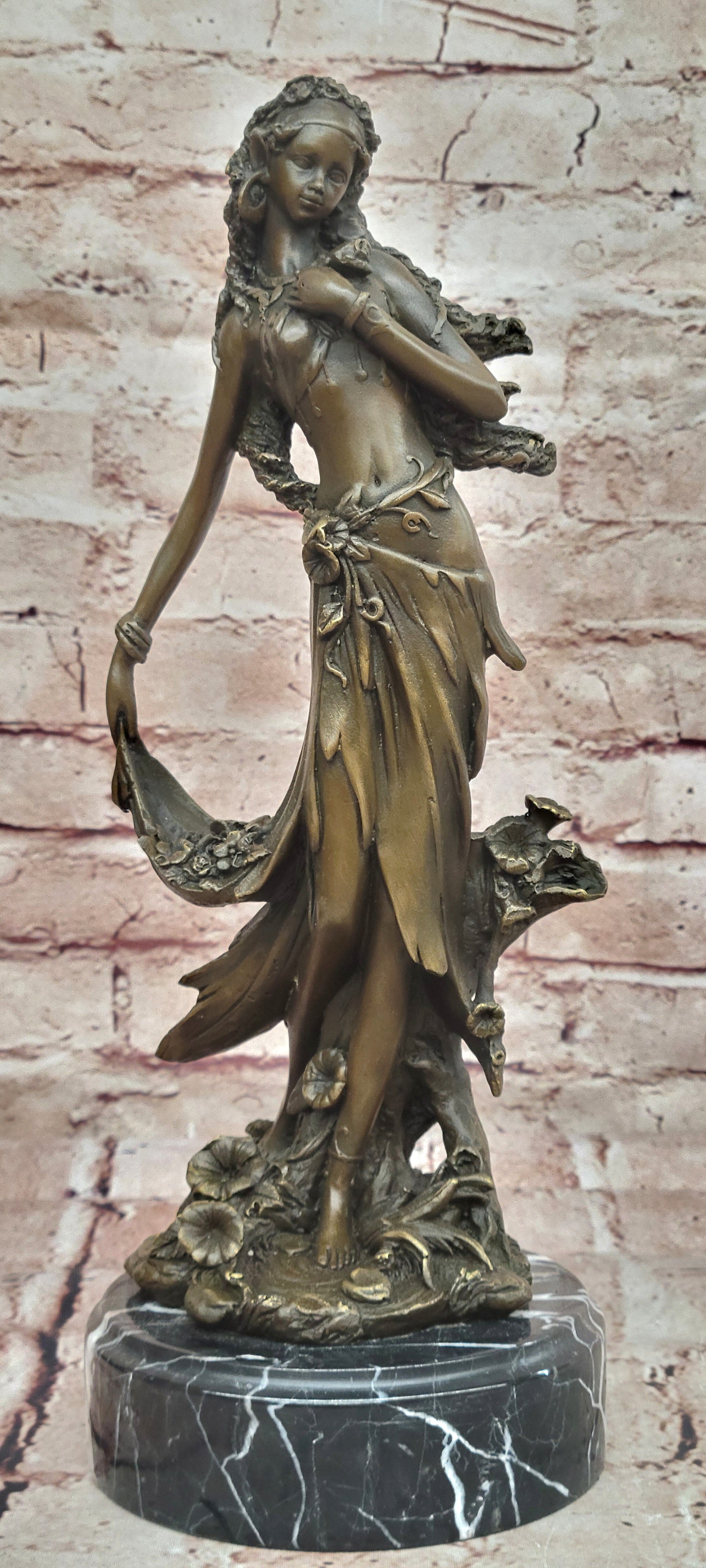 Girl With Angelic Face Bronze Figurine Signed Kassin Art Nouveau Sculpture Gift