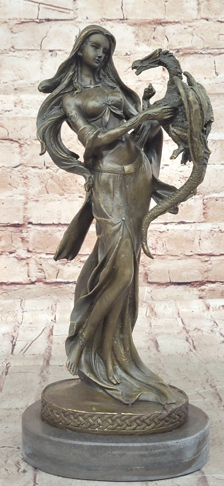 Erotic Woman Sexy Girl Bronze Sculpture Nymph Nude Statue Nouveau Figure Fantas