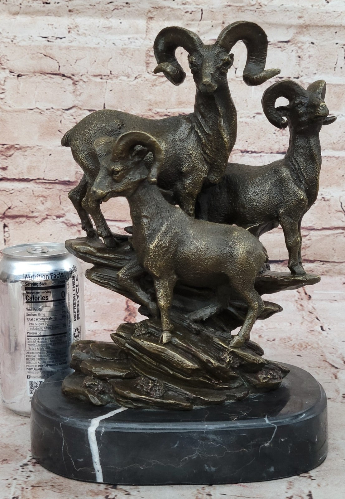 Handcrafted Bronze Trophy Rams Signed Original Canlien Sculpture Hot Cast Deal