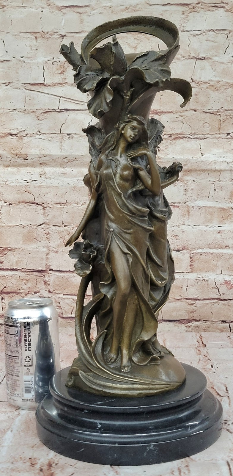 Handcrafted Art Deco 3 Sexy Girl Nude Naked Art Nouveau Vase Bronze Sculpture