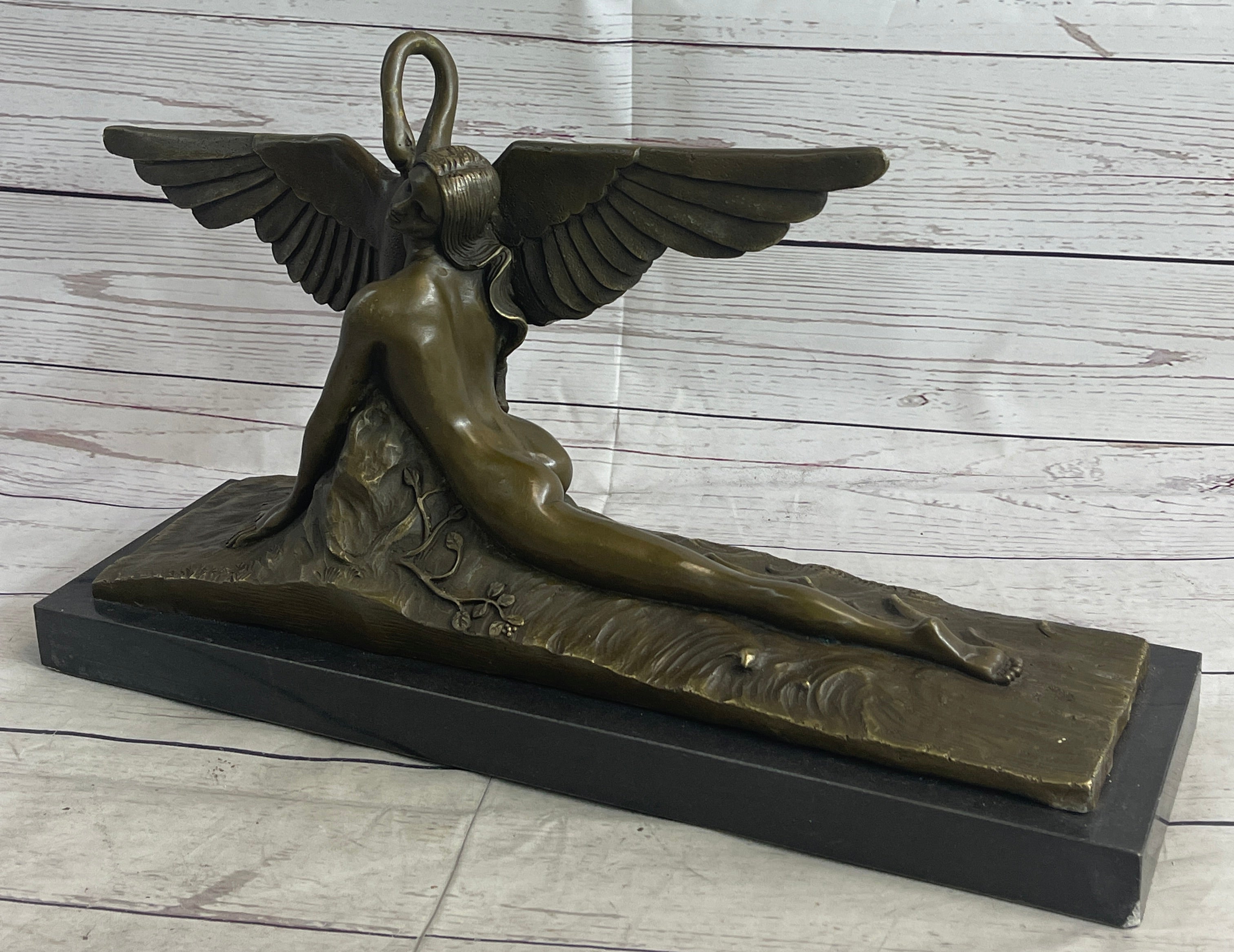 LEDA AND SWAN CLASSIC ARTWORK NUDE BRONZE SCULPTURE STATUE MYTHICAL GREEK GIFT