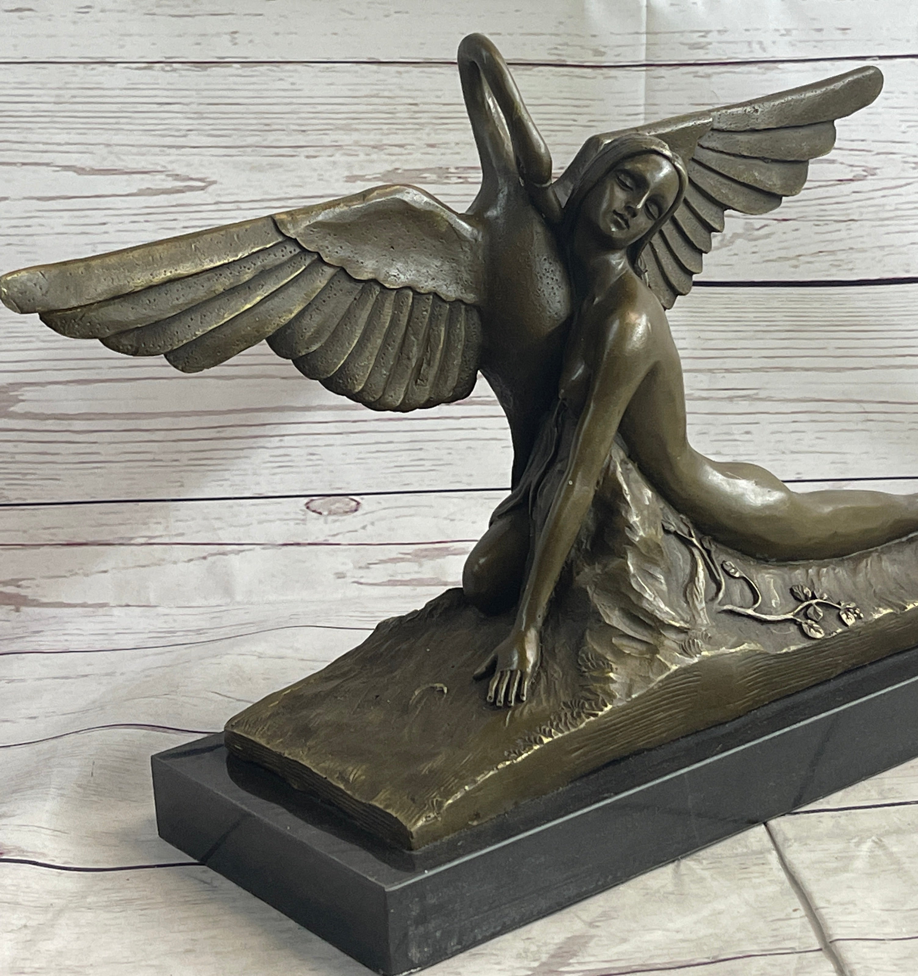 LEDA AND SWAN CLASSIC ARTWORK NUDE BRONZE SCULPTURE STATUE MYTHICAL GREEK GIFT