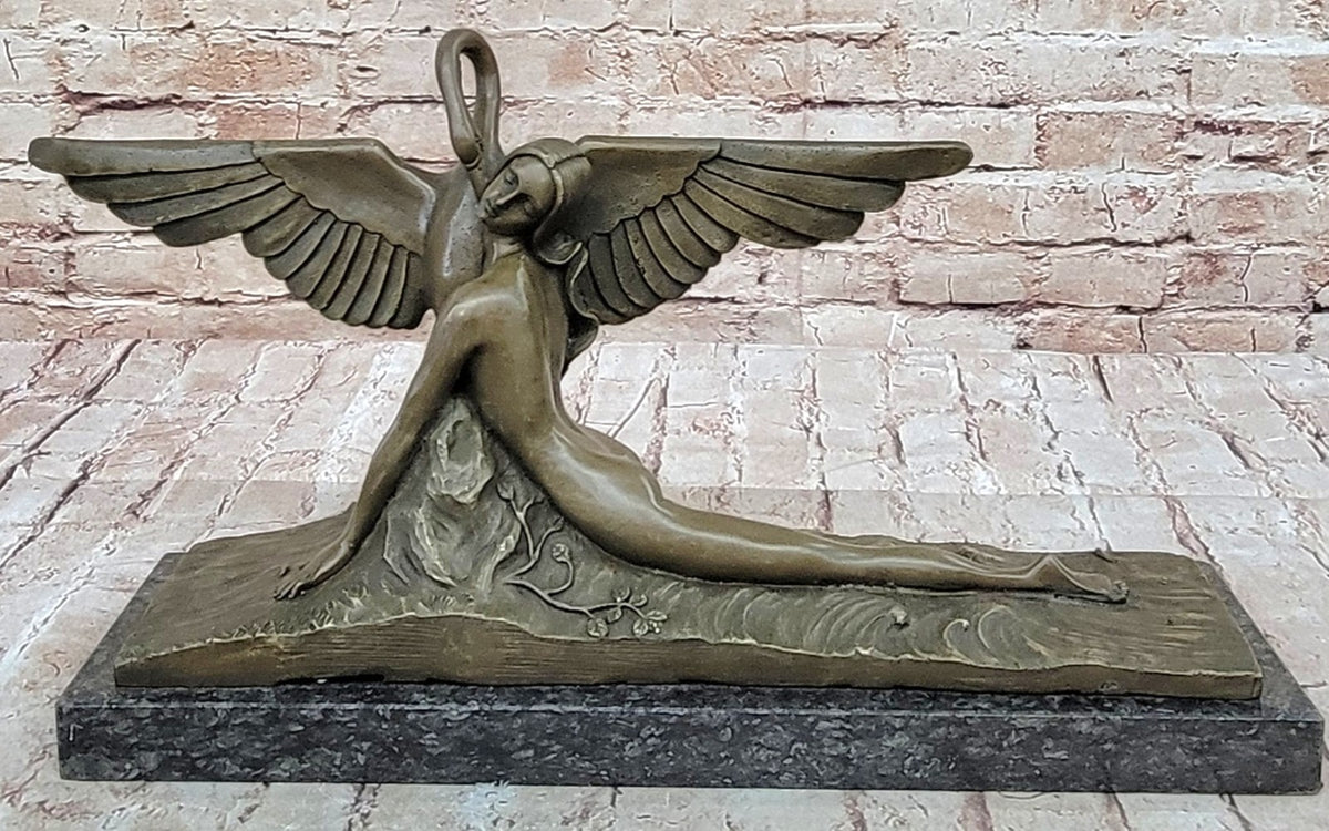 LEDA AND SWAN CLASSIC ARTWORK NUDE BRONZE SCULPTURE STATUE MYTHICAL GREEK GIFT