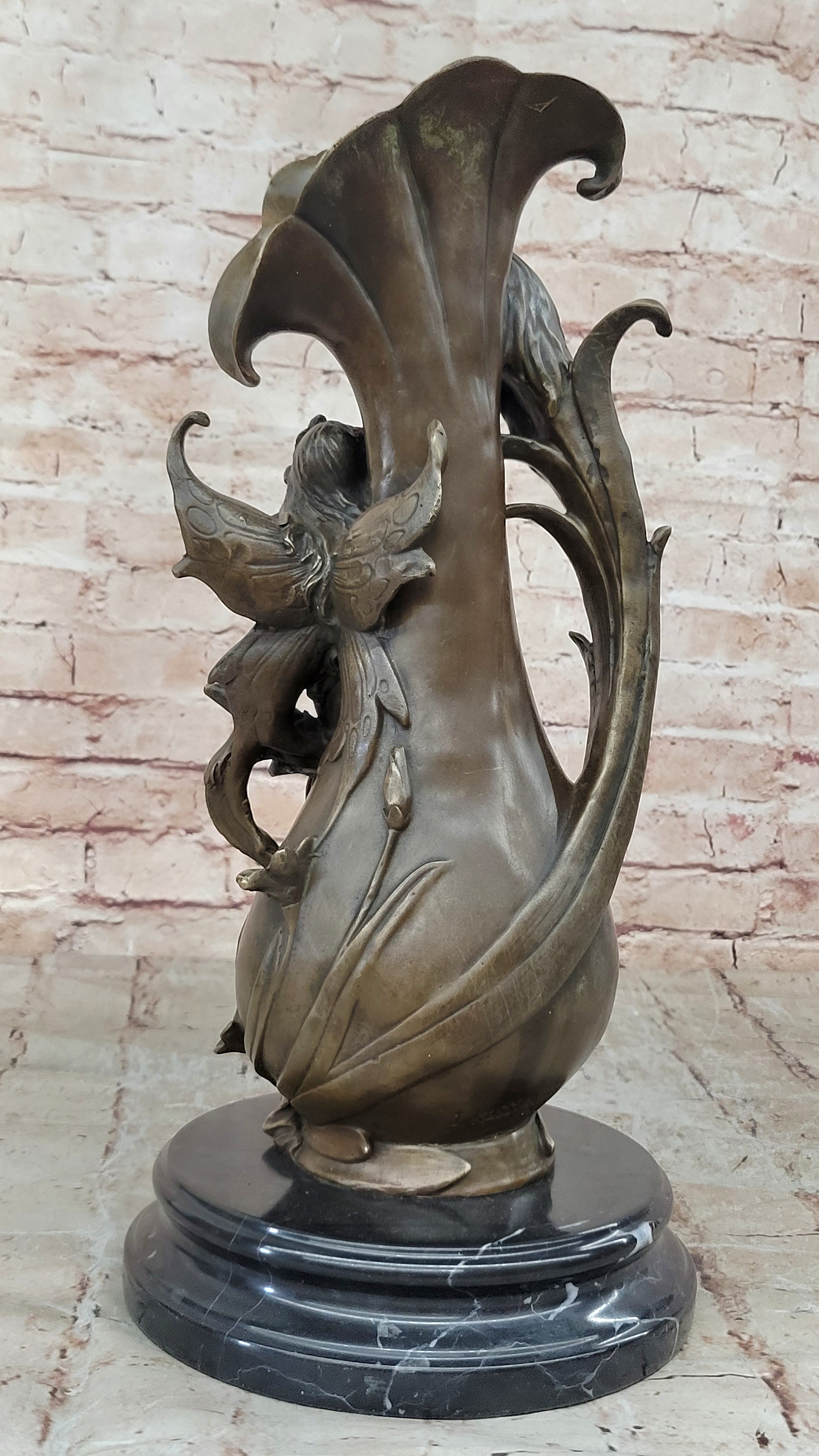 Original Bronze Vase with Fairy and Unicorn by Kassin - Classic Home Mantle Decor