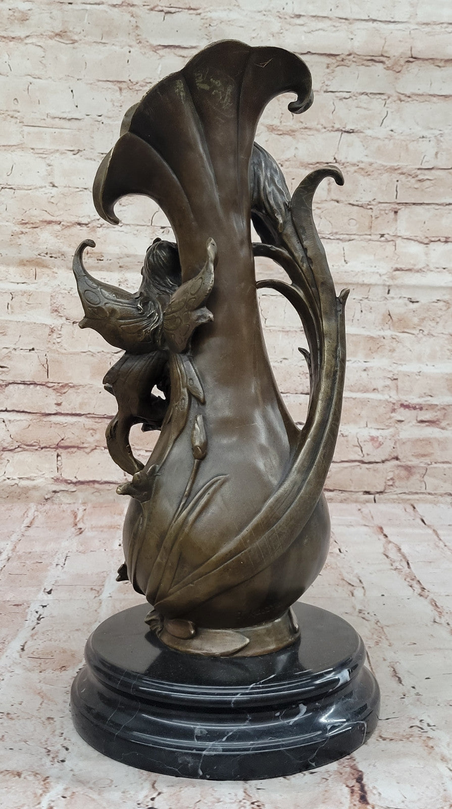 Original Bronze Vase with Fairy and Unicorn by Kassin - Classic Home Mantle Decor
