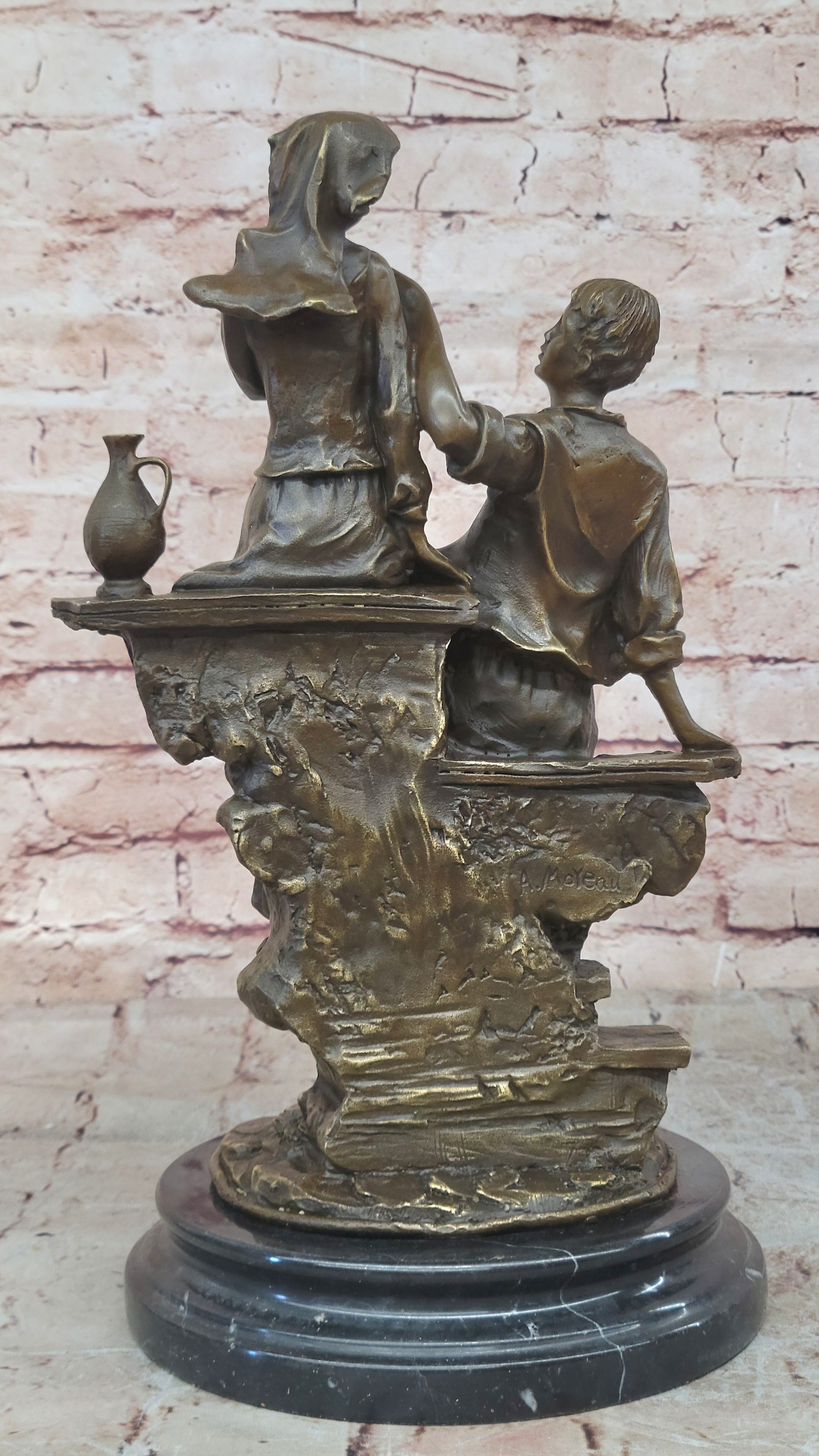 Handcrafted Bronze sculpture SALE Romance Love Moreau Signed Figurine Figure Sale