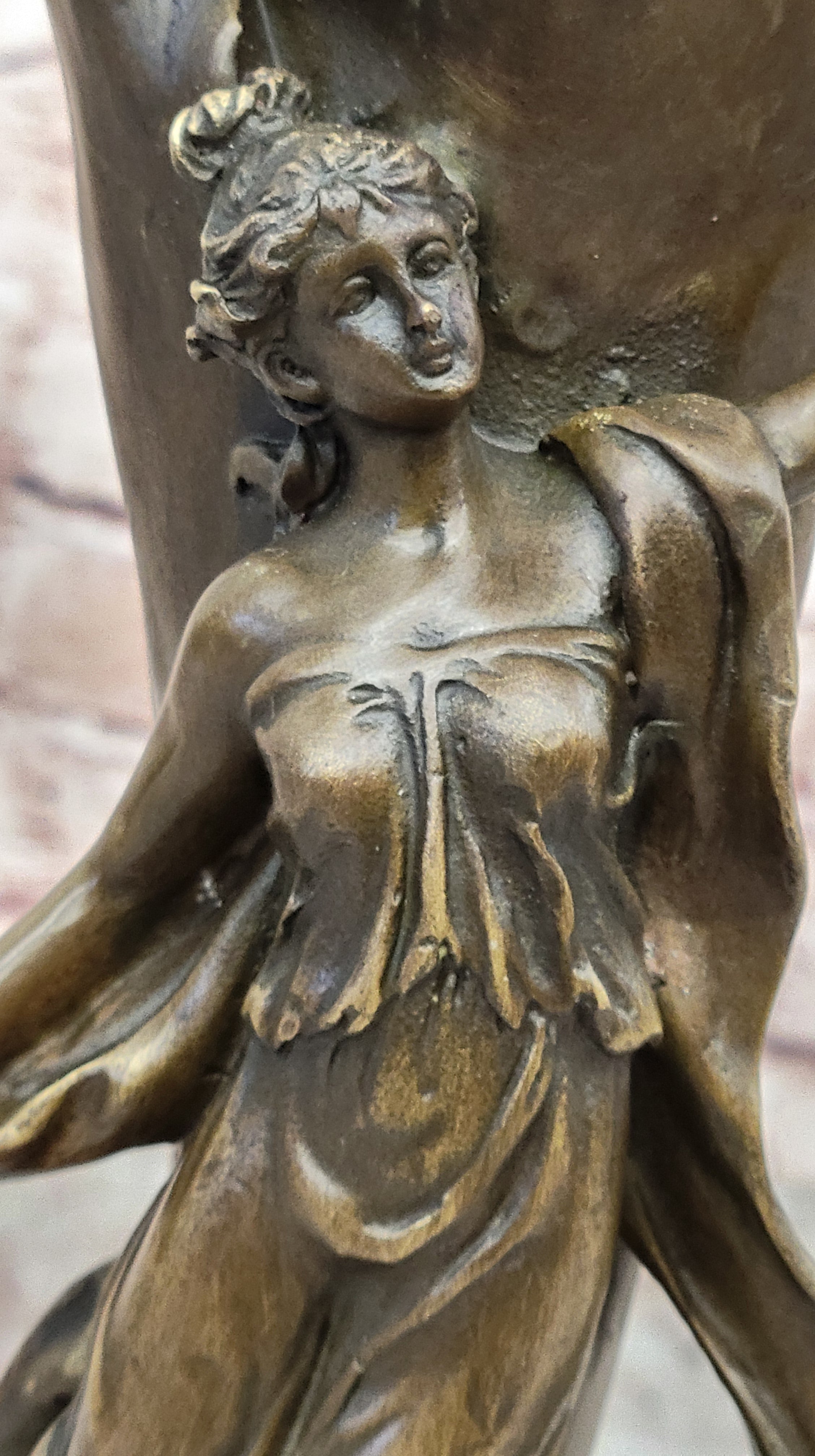 Fine Original Art Nouveau Bronze Sculpture Vase w/ Nude Woman Kassin 1985 Artwork