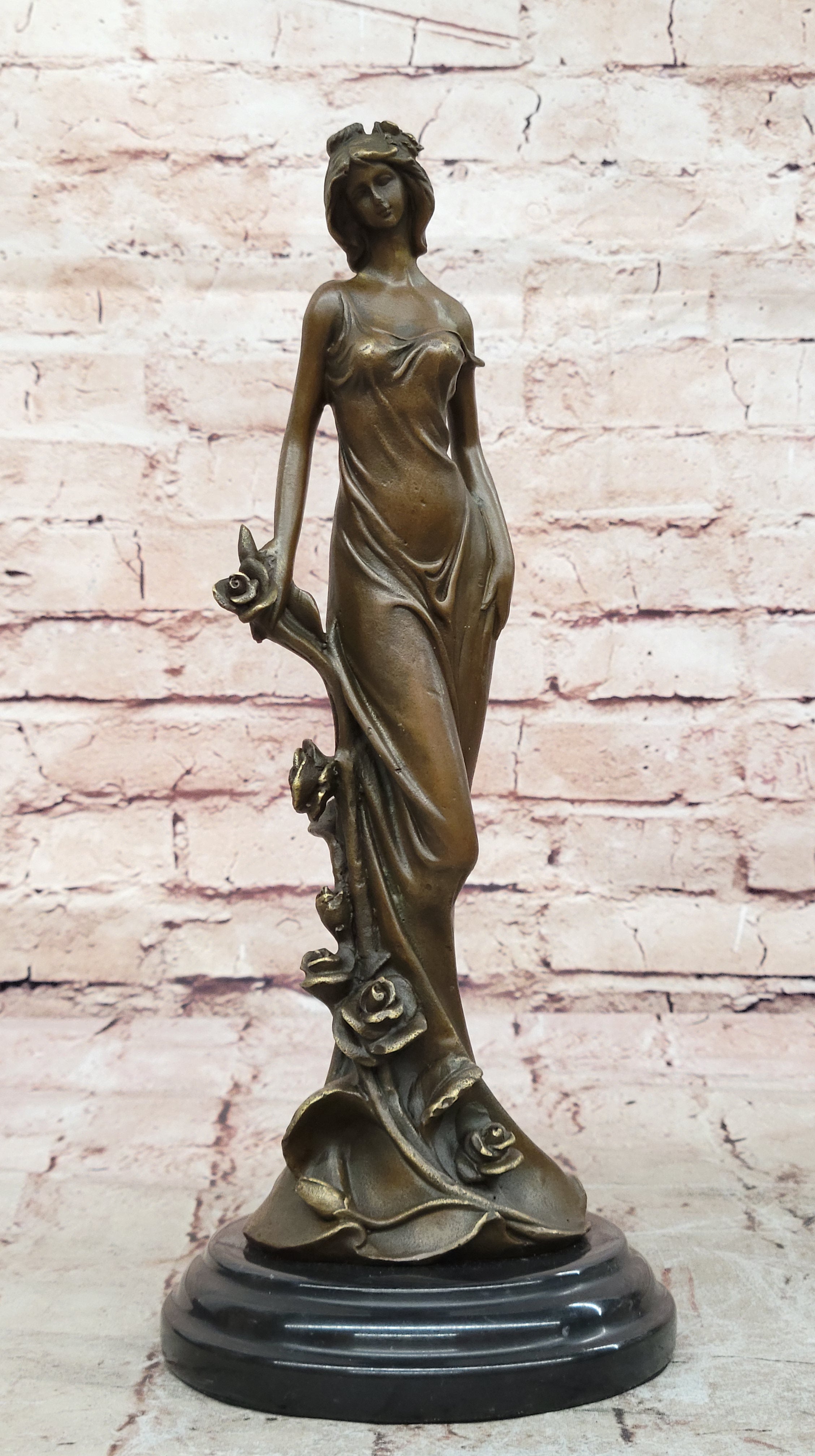 Kassin Bronze Sculpture Sexy Nymph Standing Figure Signed Collectible Lost Wax Statue