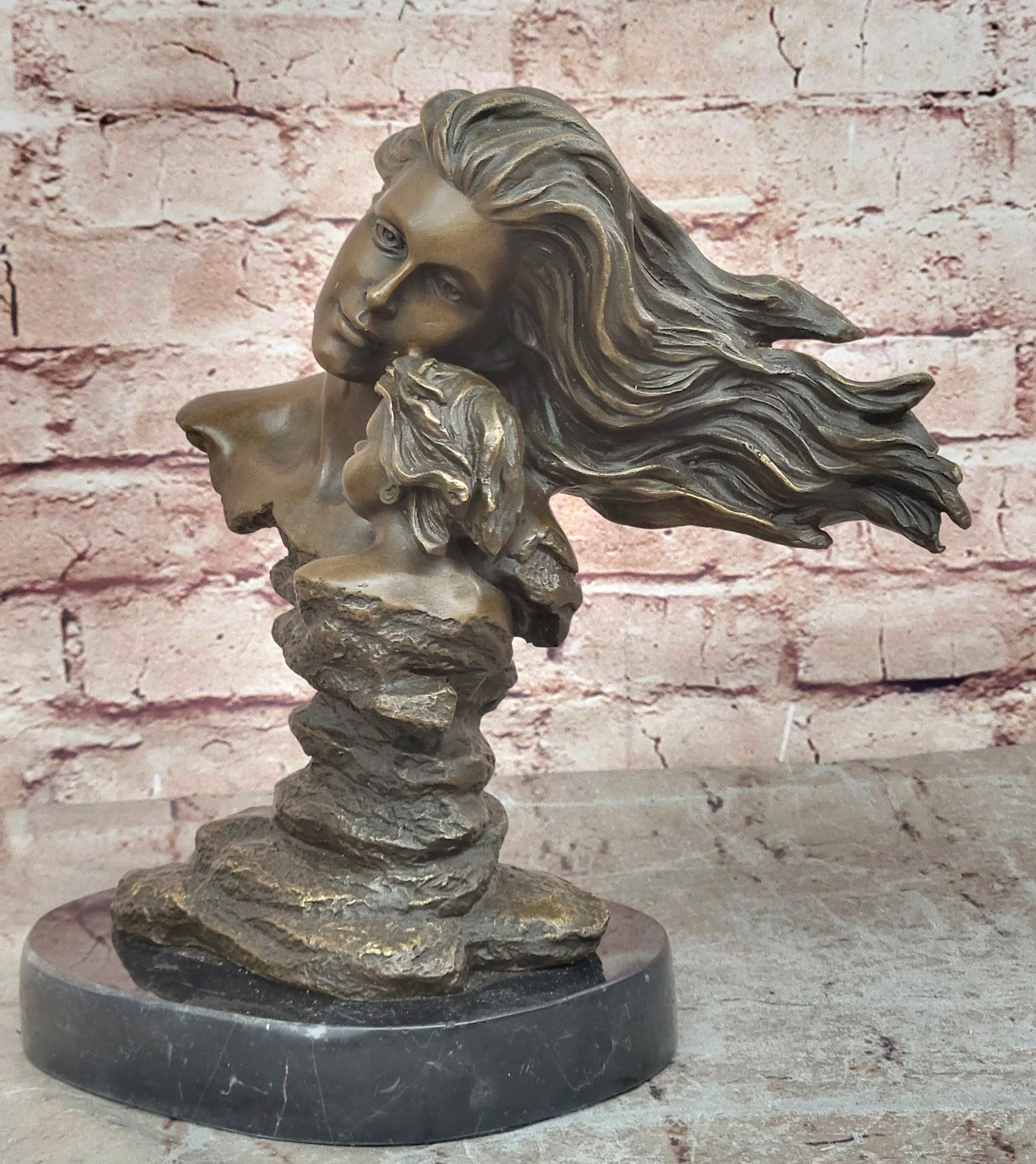 Mother Child Love Bronze Sculpture Handcrafted Figurine Figure Statue Art Deco