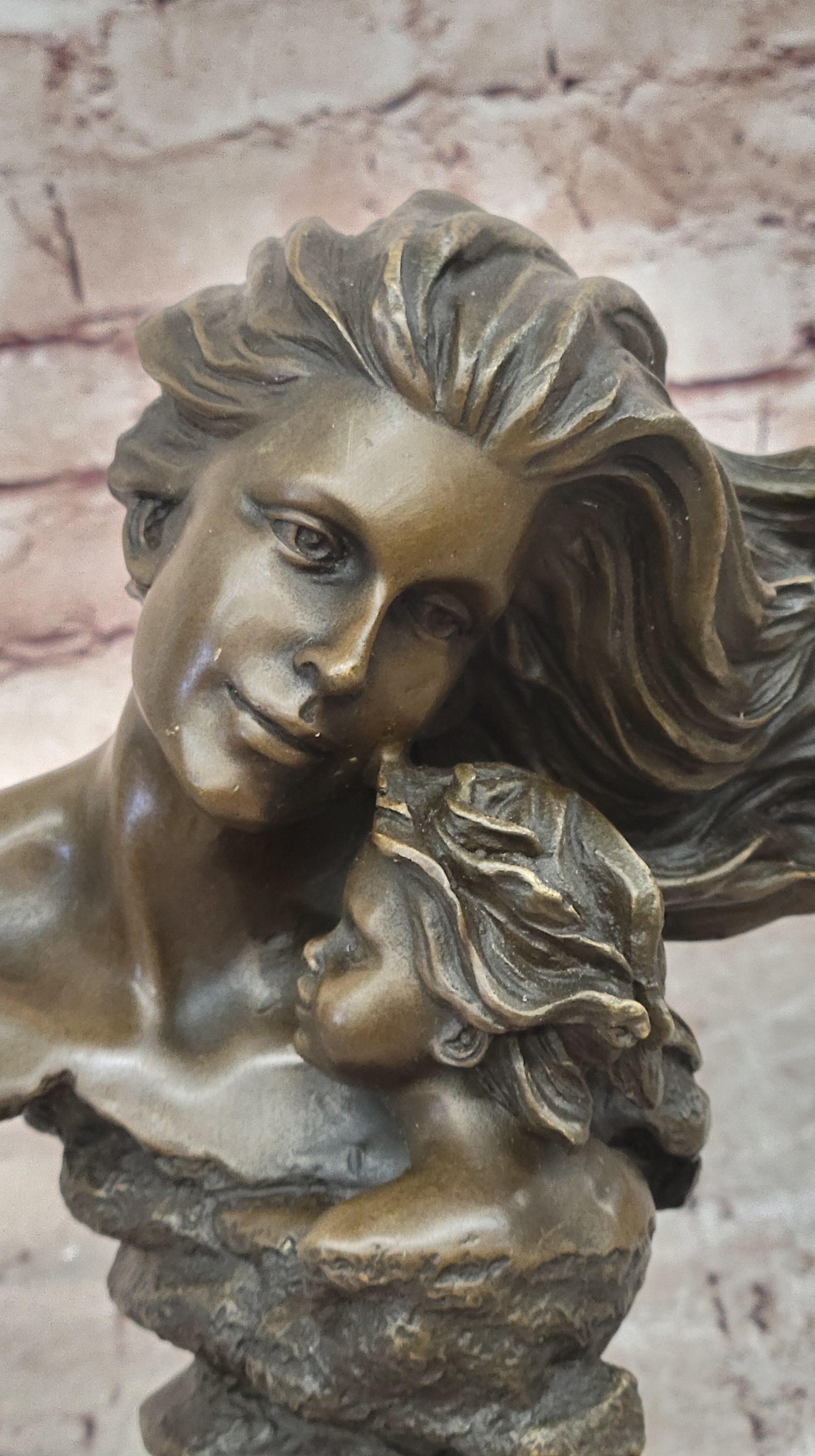 Mother Child Love Bronze Sculpture Handcrafted Figurine Figure Statue Art Deco