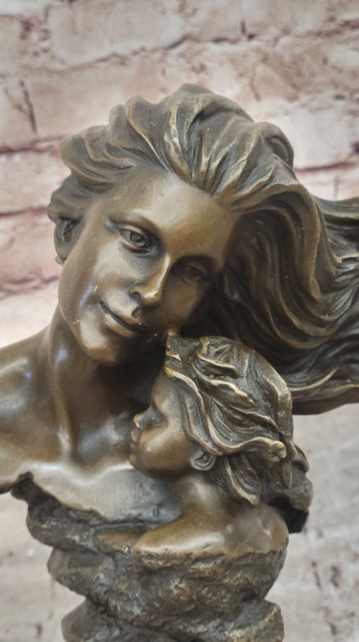 Mother Child Love Bronze Sculpture Handcrafted Figurine Figure Statue Art Deco