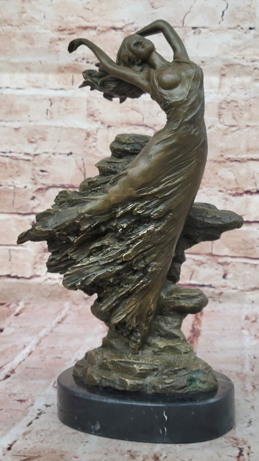 Bronze Statue Sensual Mermaid Sea Goddess Woman Art Deco Nude Figurine Sculpture