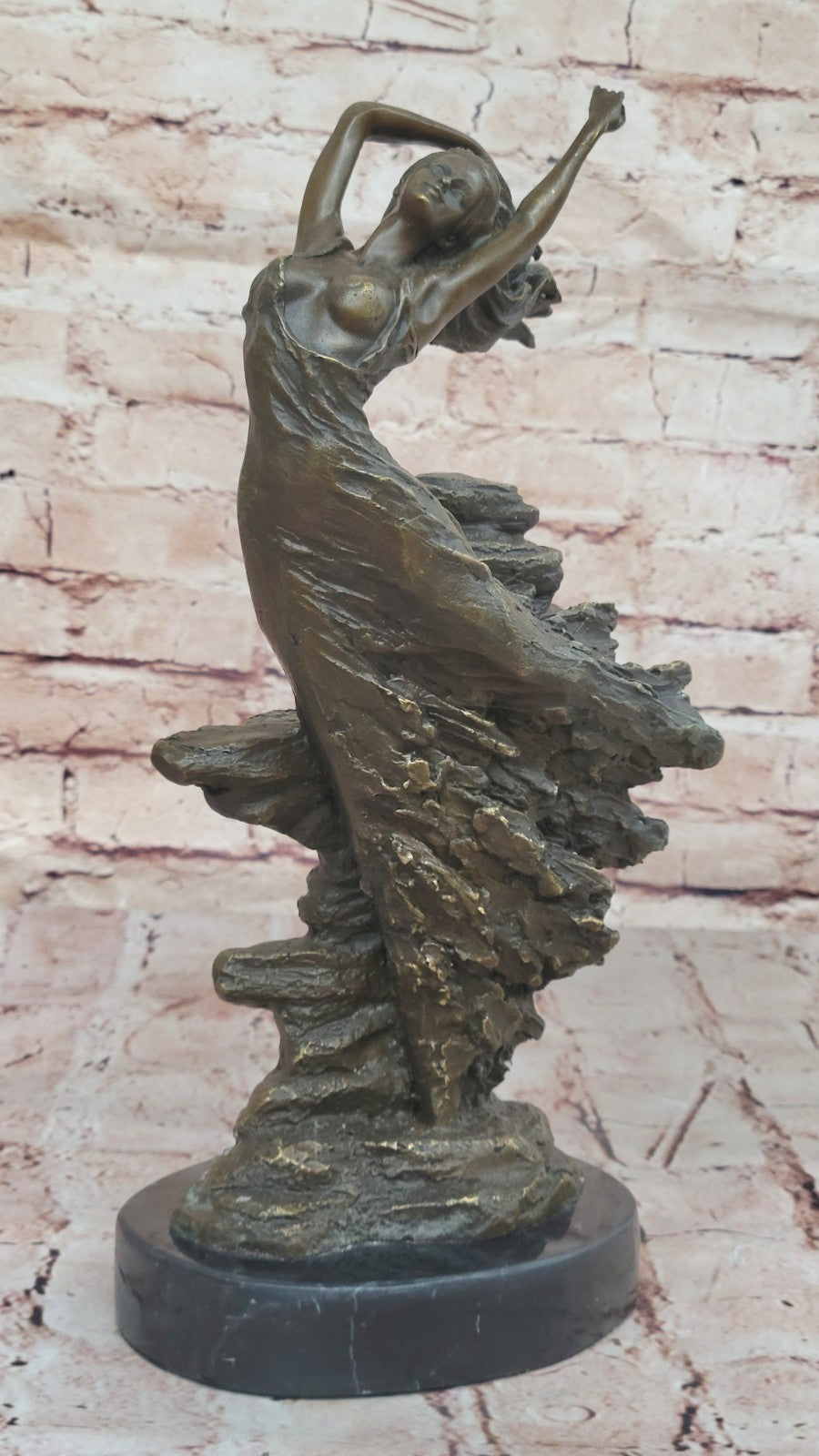 Expressive Art Deco Bronze Girl Woman Lady Figure Sculpture Statue Nude Figurine