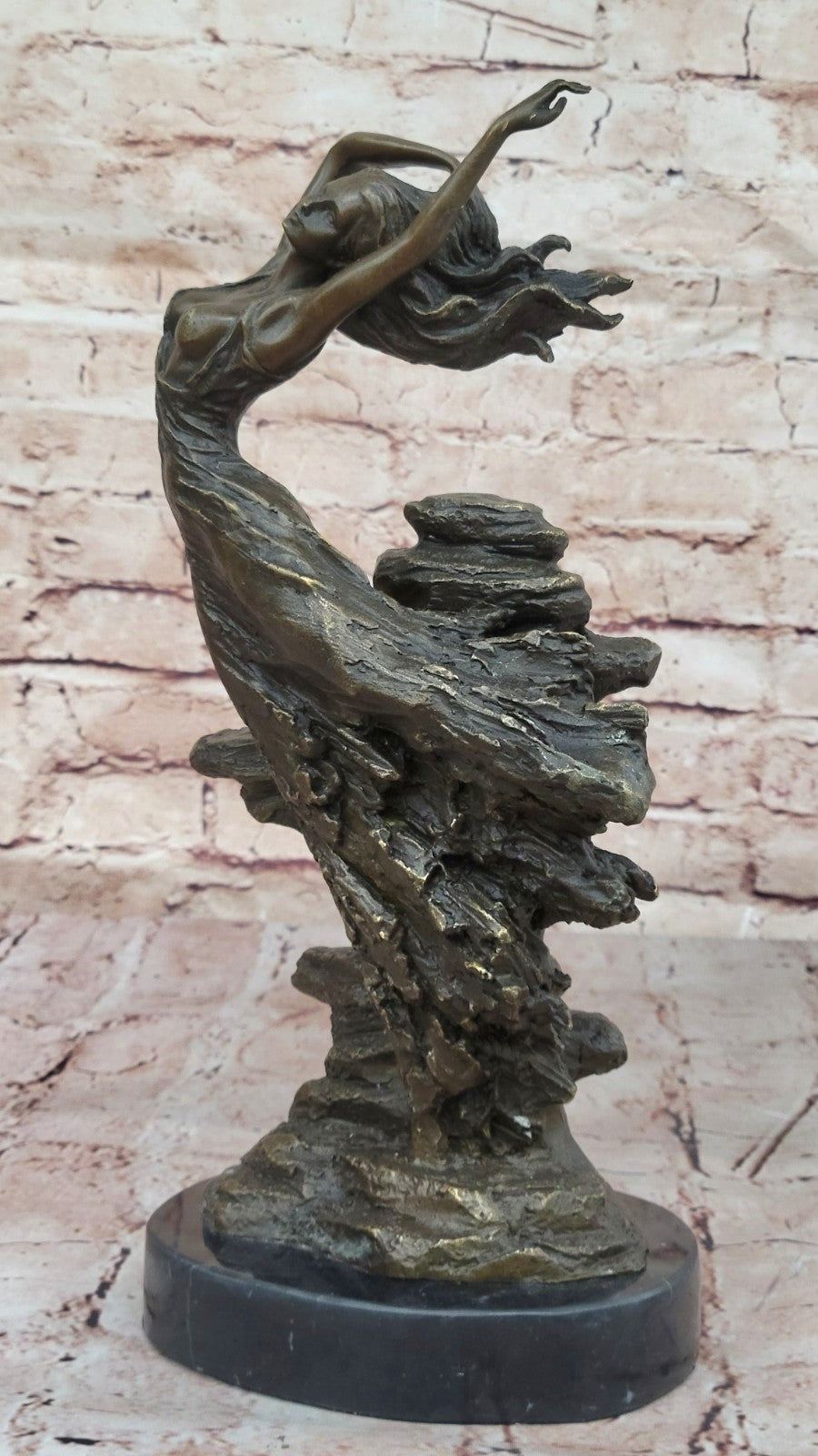 Expressive Art Deco Bronze Girl Woman Lady Figure Sculpture Statue Nude Figurine