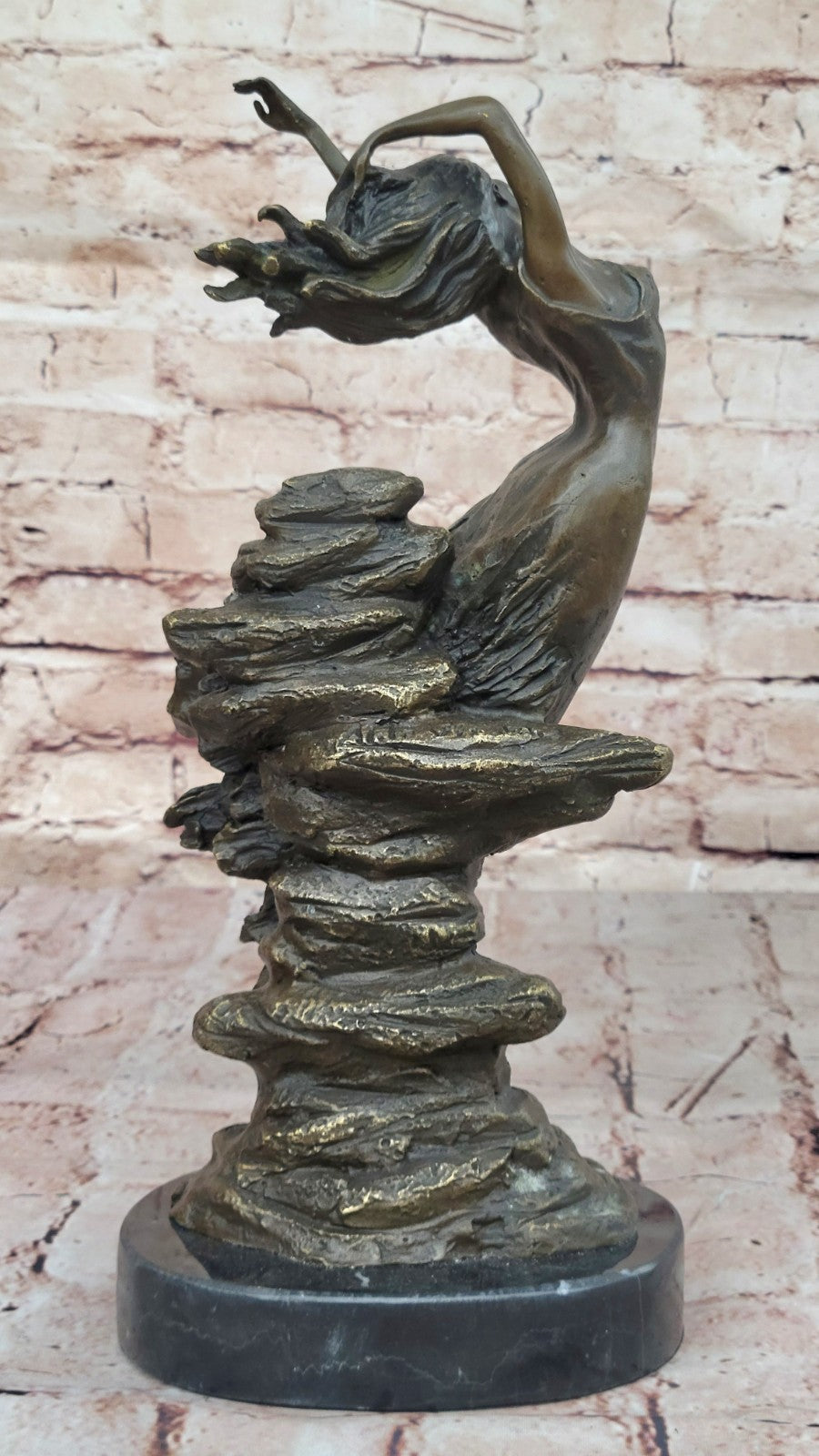Expressive Art Deco Bronze Girl Woman Lady Figure Sculpture Statue Nude Figurine