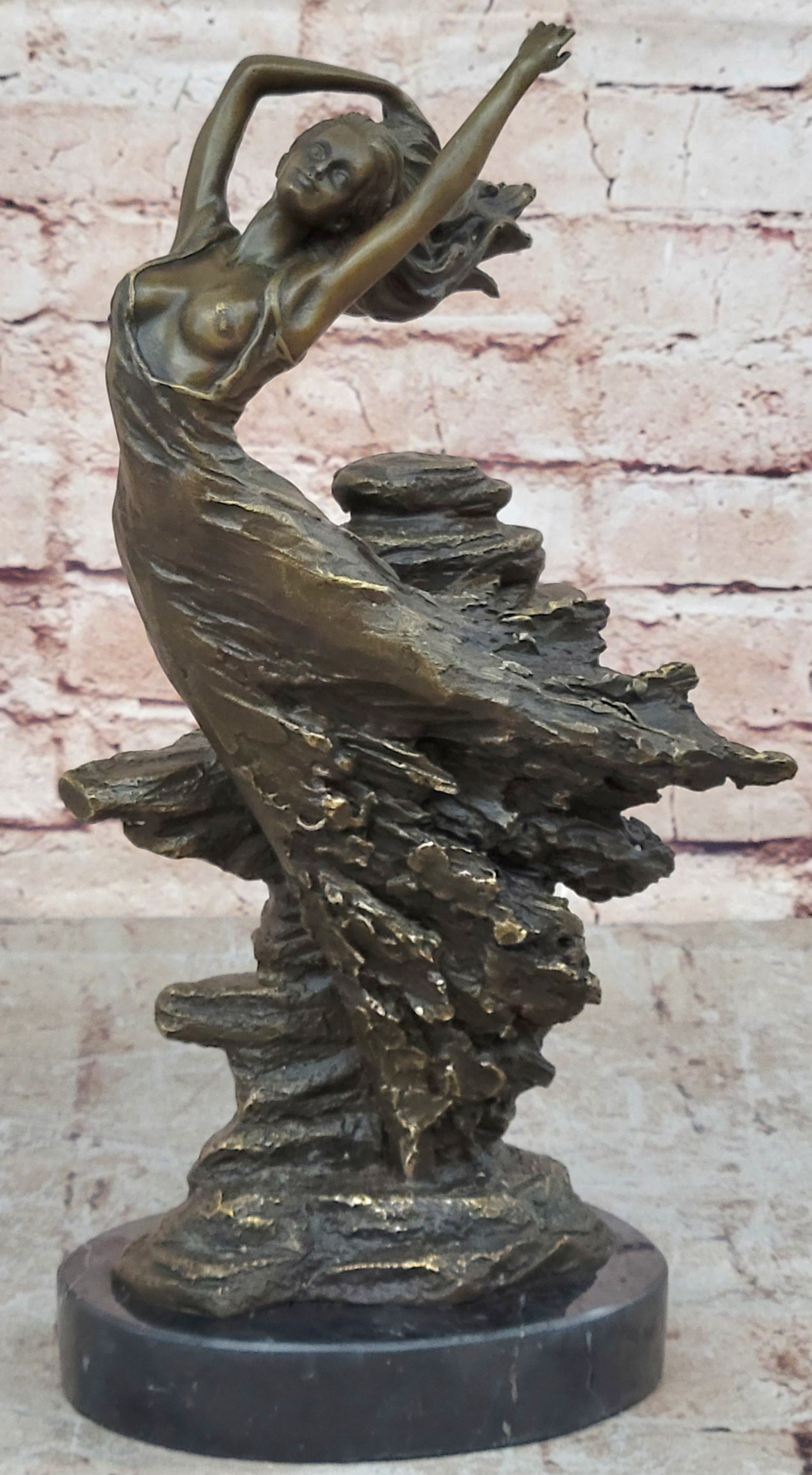 Expressive Art Deco Bronze Girl Woman Lady Figure Sculpture Statue Nude Figurine