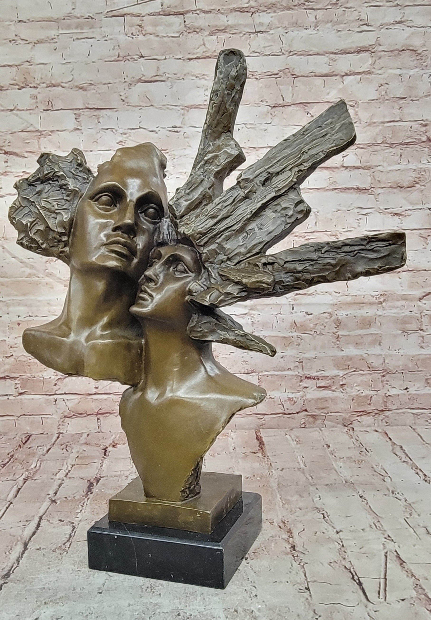 Christmas Perfect Gift Handcrafted Detailed Couple Bronze Sculpture Figurine