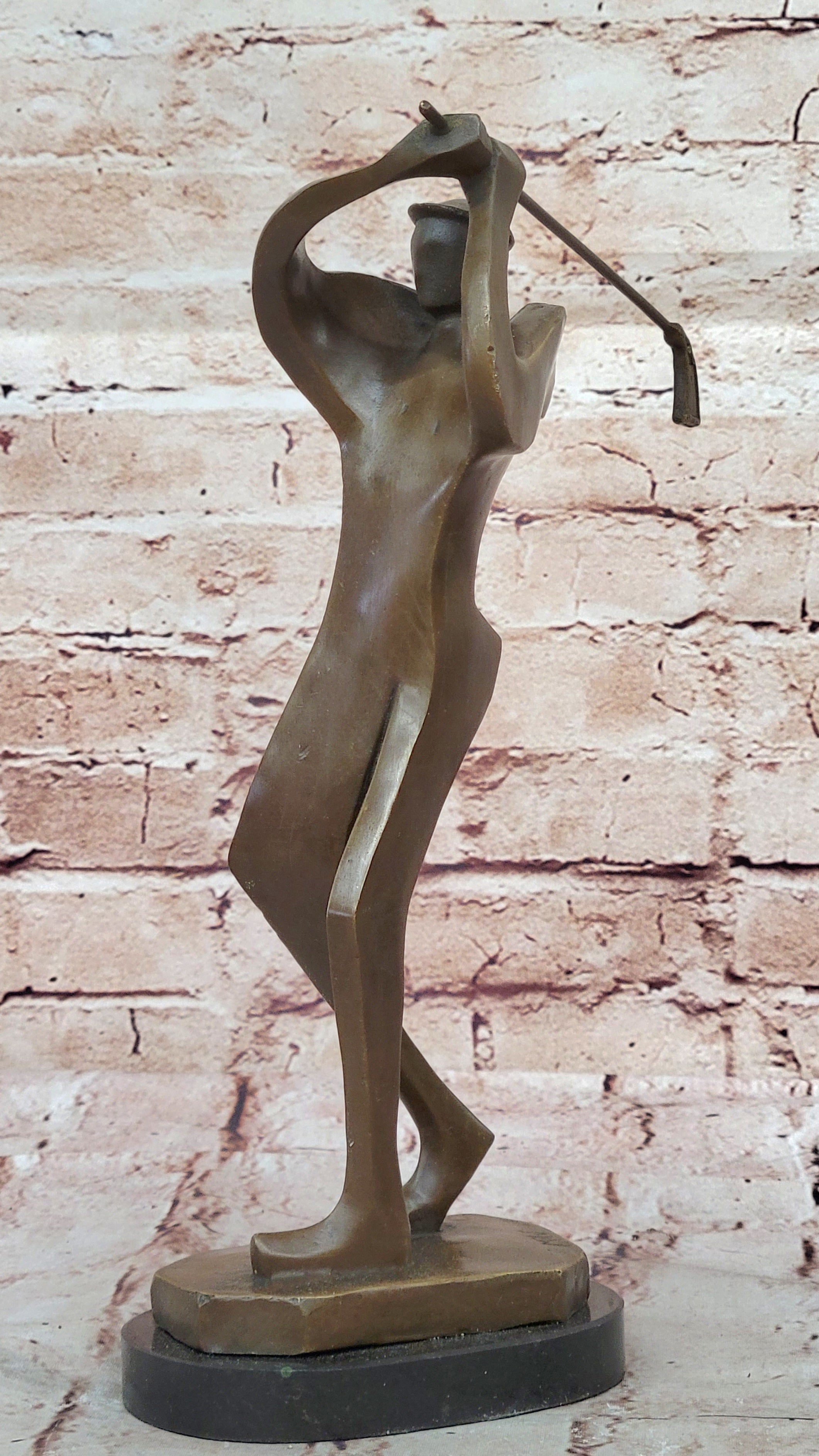 Bronze Sculpture, Hand Made Statue Sports Signed Milo Abstract Tall Golfer Gift