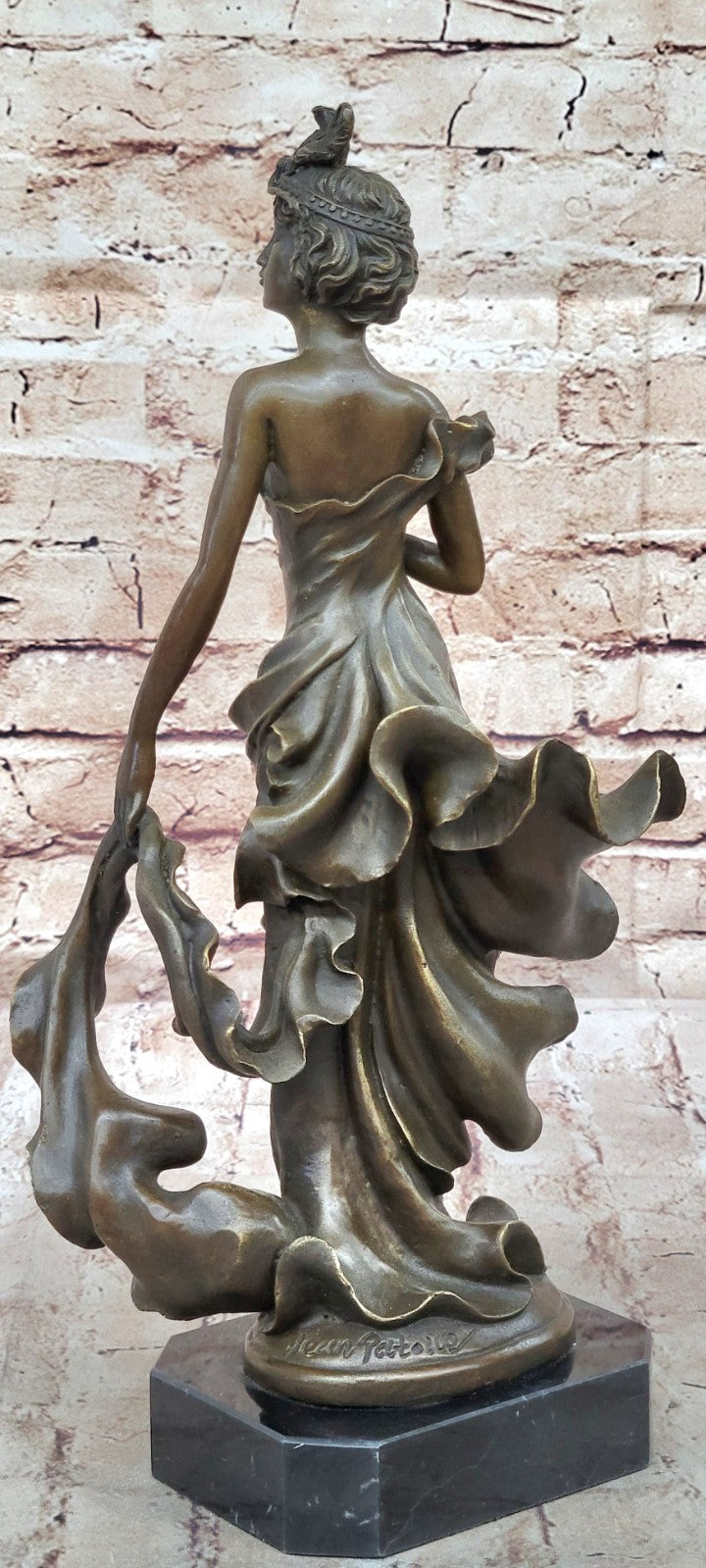 Art Nouveau Inspired: 1920`s Flapper Girl Dancer Bronze Fashion Model Sculpture