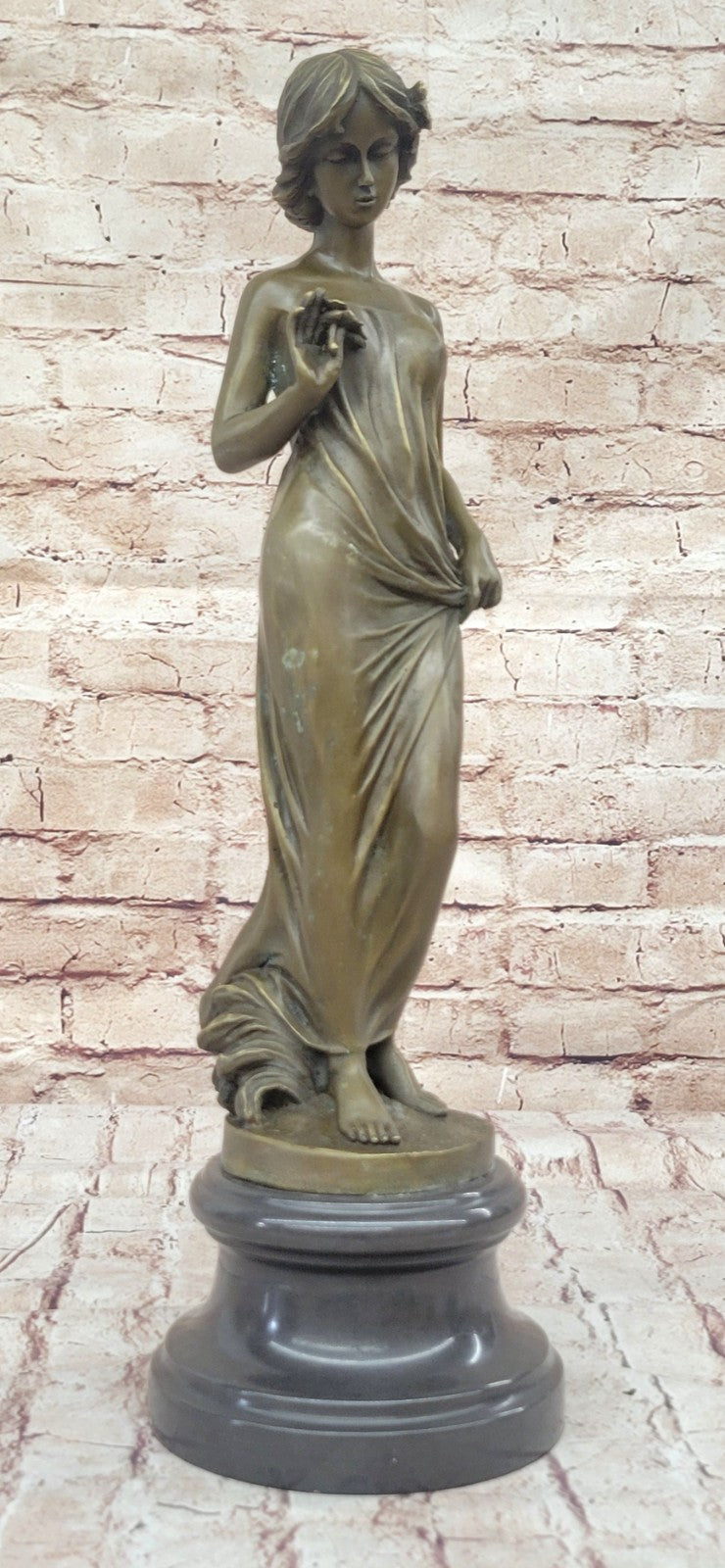 Handcrafted bronze sculpture SALE Art Moreau By Flower A Into Gazes Lady Young
