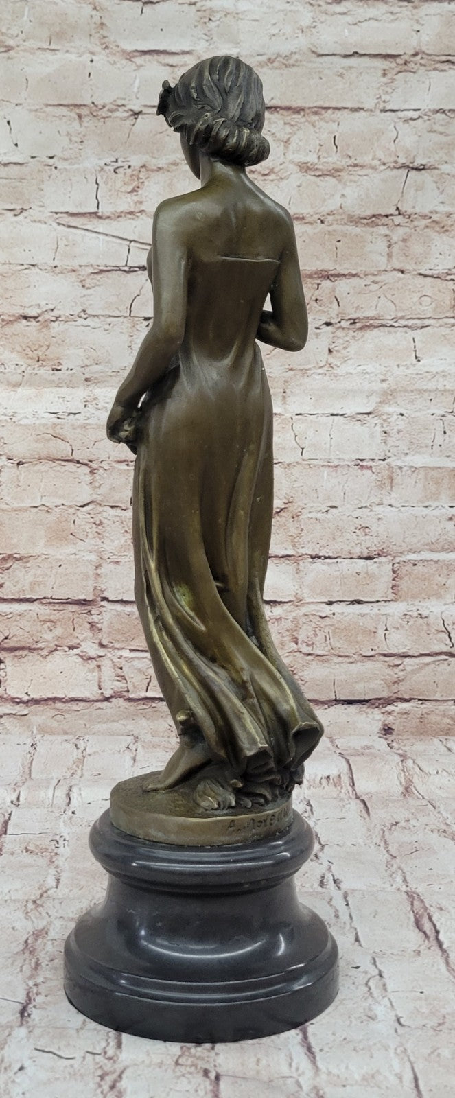 Handcrafted bronze sculpture SALE Art Moreau By Flower A Into Gazes Lady Young