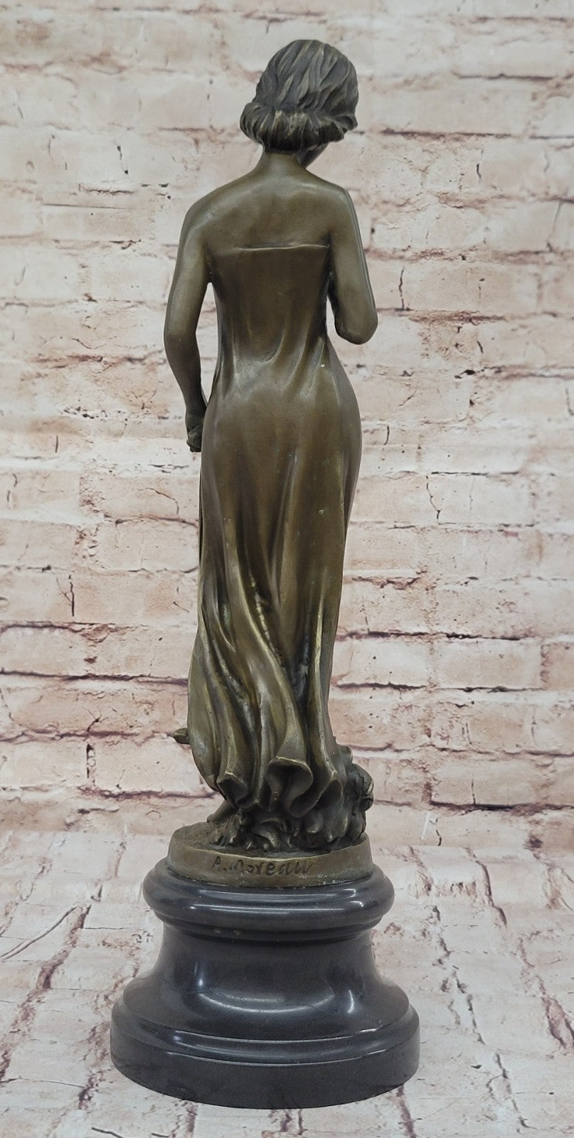 Handcrafted bronze sculpture SALE Art Moreau By Flower A Into Gazes Lady Young