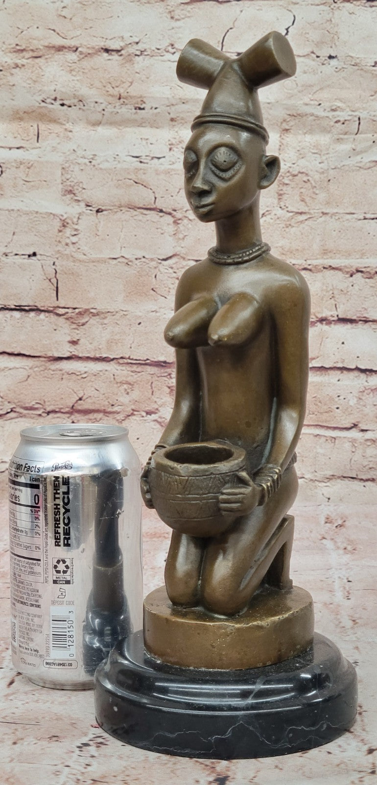 Abstract Bronze African Woman Sculpture – Maternity and Fertility Figurine