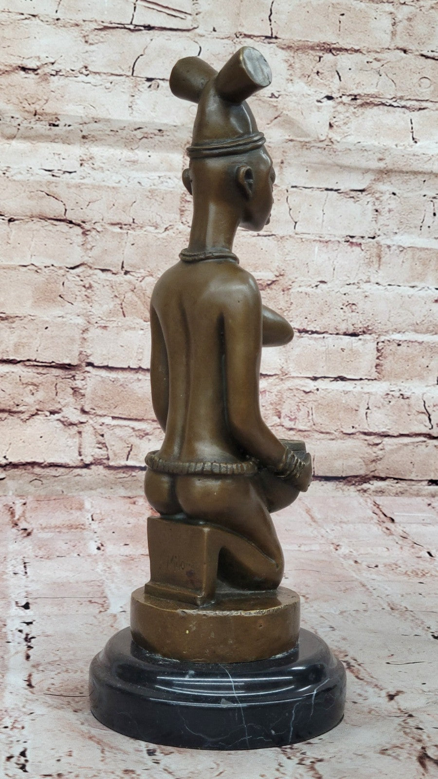 Abstract Bronze African Woman Sculpture – Maternity and Fertility Figurine