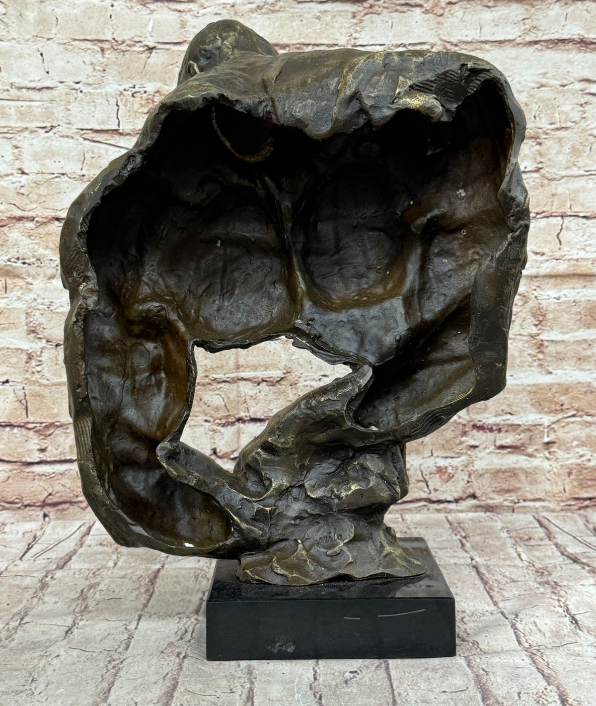 Bronze Abstract Muscular Modern Gift Art Man Marble Sculpture Statue Signed