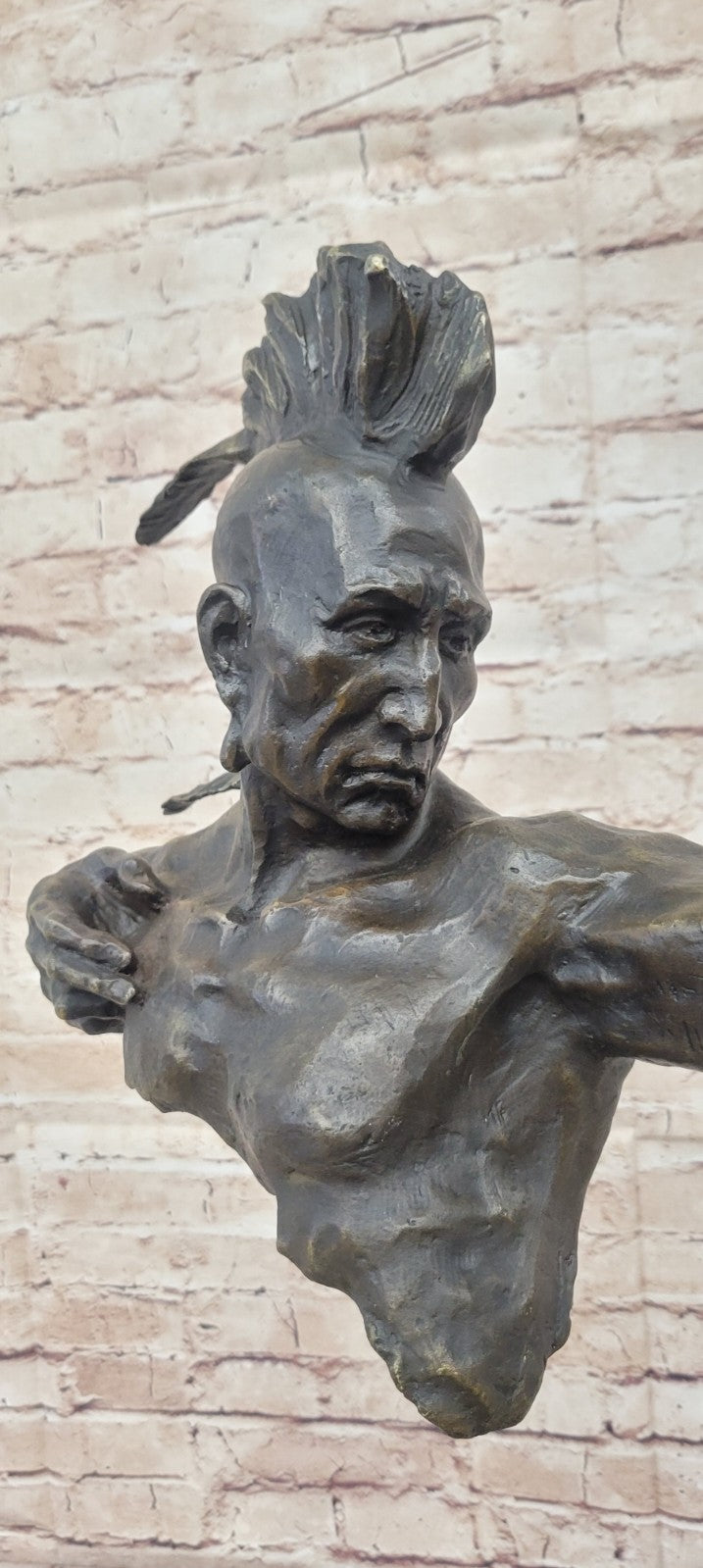 INDIAN CHIEF Bronze Sculpture Statue Art Warrior Spirit American Native Figure