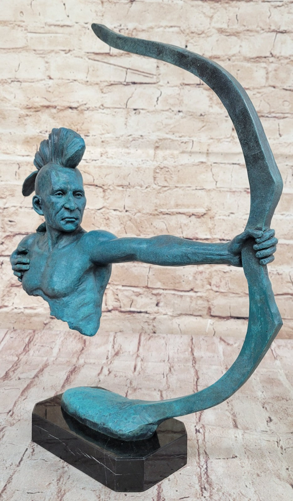 Lost Wax Method Hand Made Indian Archer Genuine Bronze Statue Figurine Home Decor
