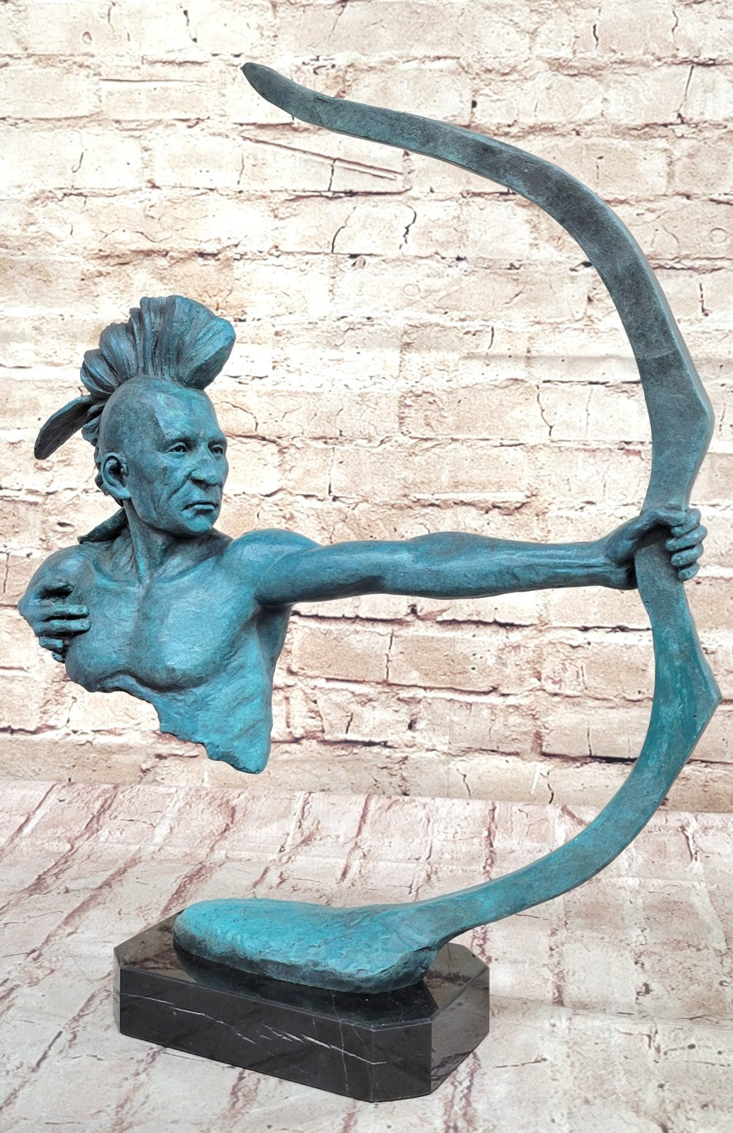 Lost Wax Method Hand Made Indian Archer Genuine Bronze Statue Figurine Home Decor
