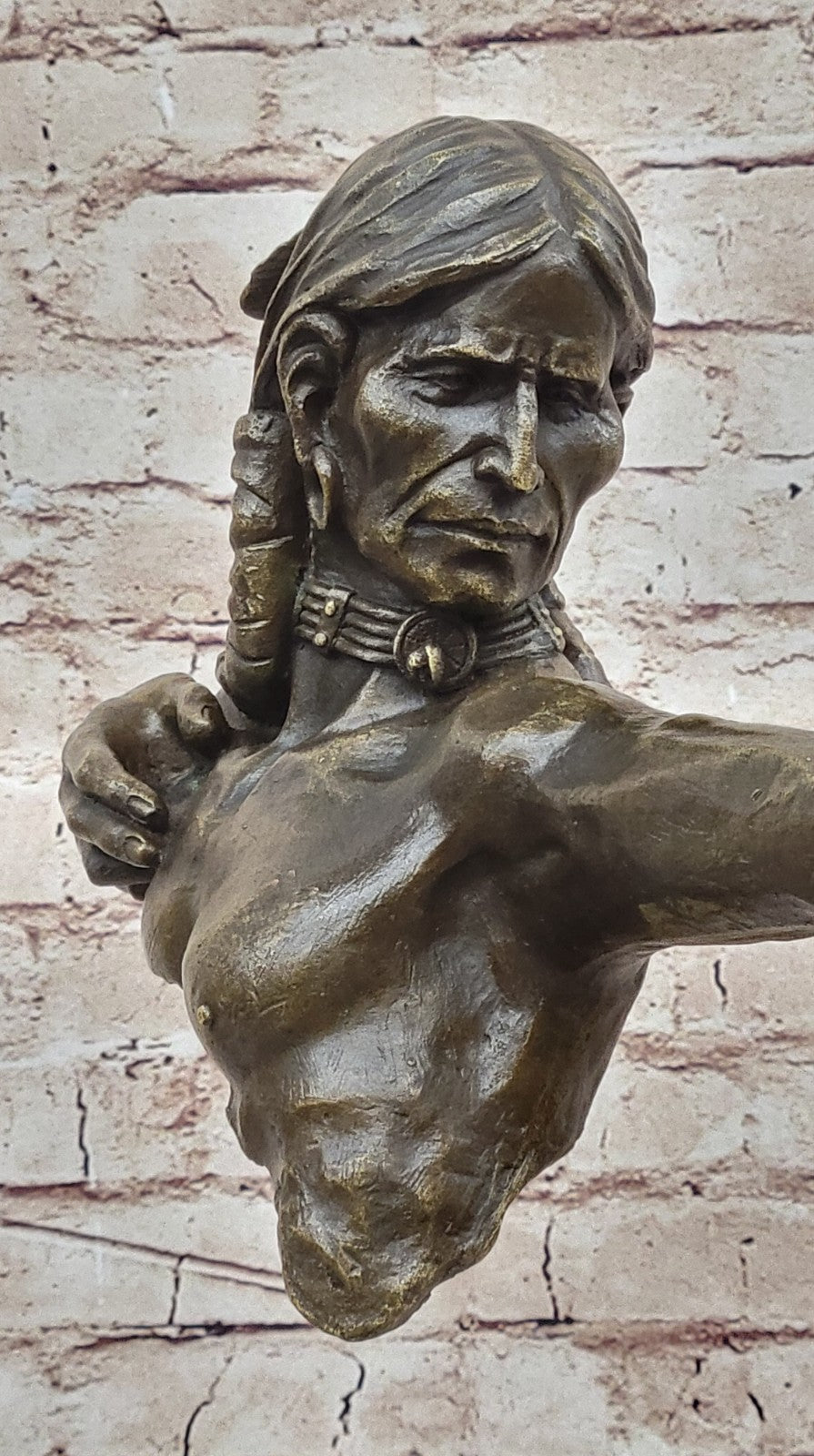 Bronze INDIAN Monument Statue Warrior Chief Tomahawk Native Mascot Kachina tribe