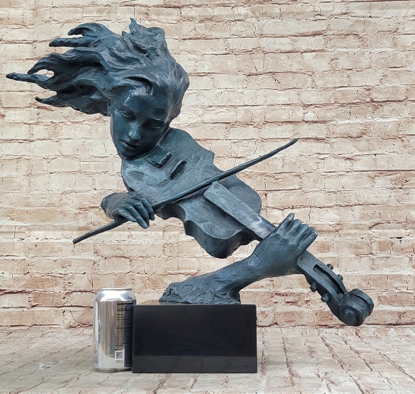 Hand Made Gorgeous Lady Violinist Violin Player Bronze Sculpture Home Decorative