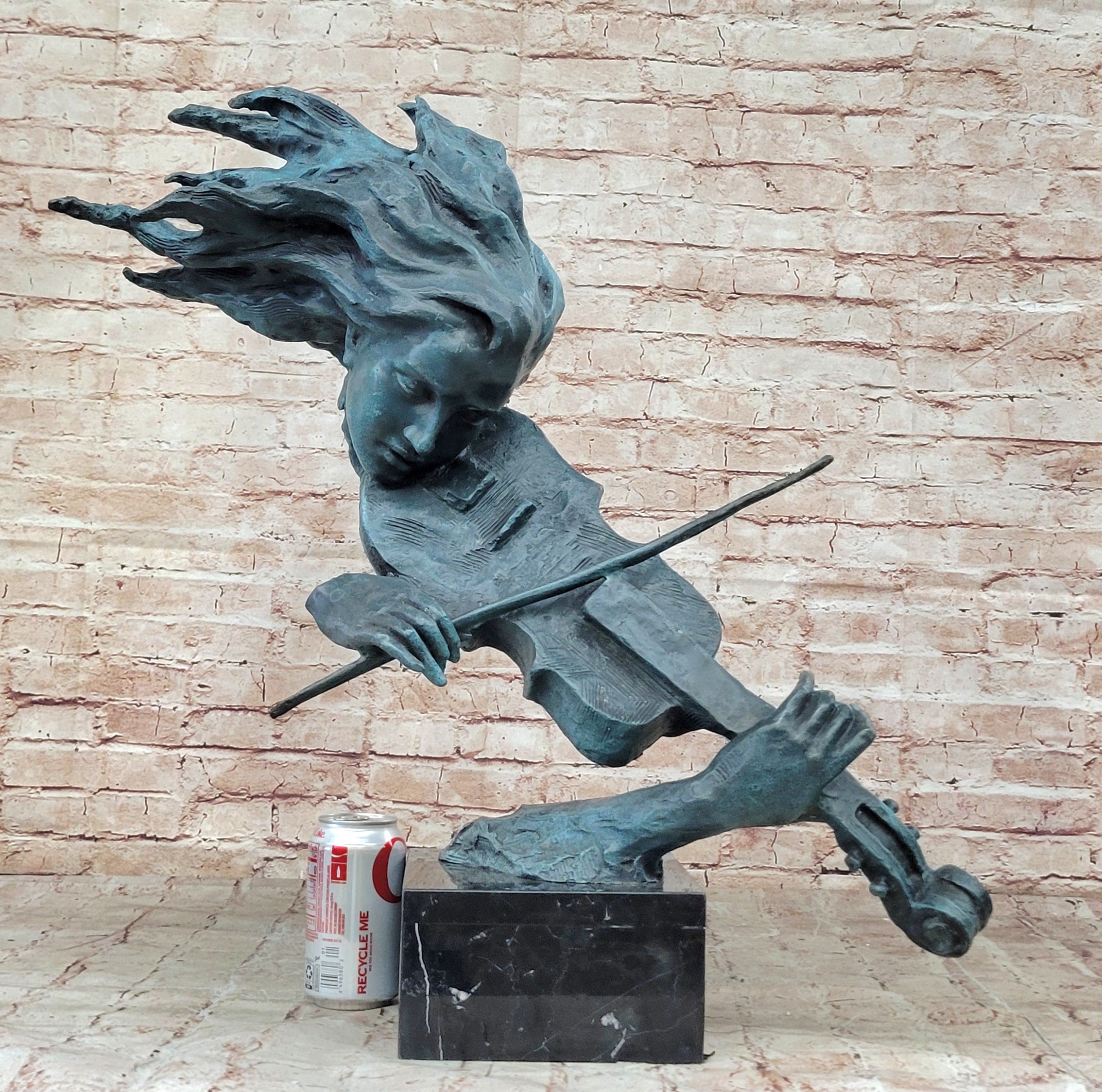 Hand Made Gorgeous Lady Violinist Violin Player Bronze Sculpture Home Decorative